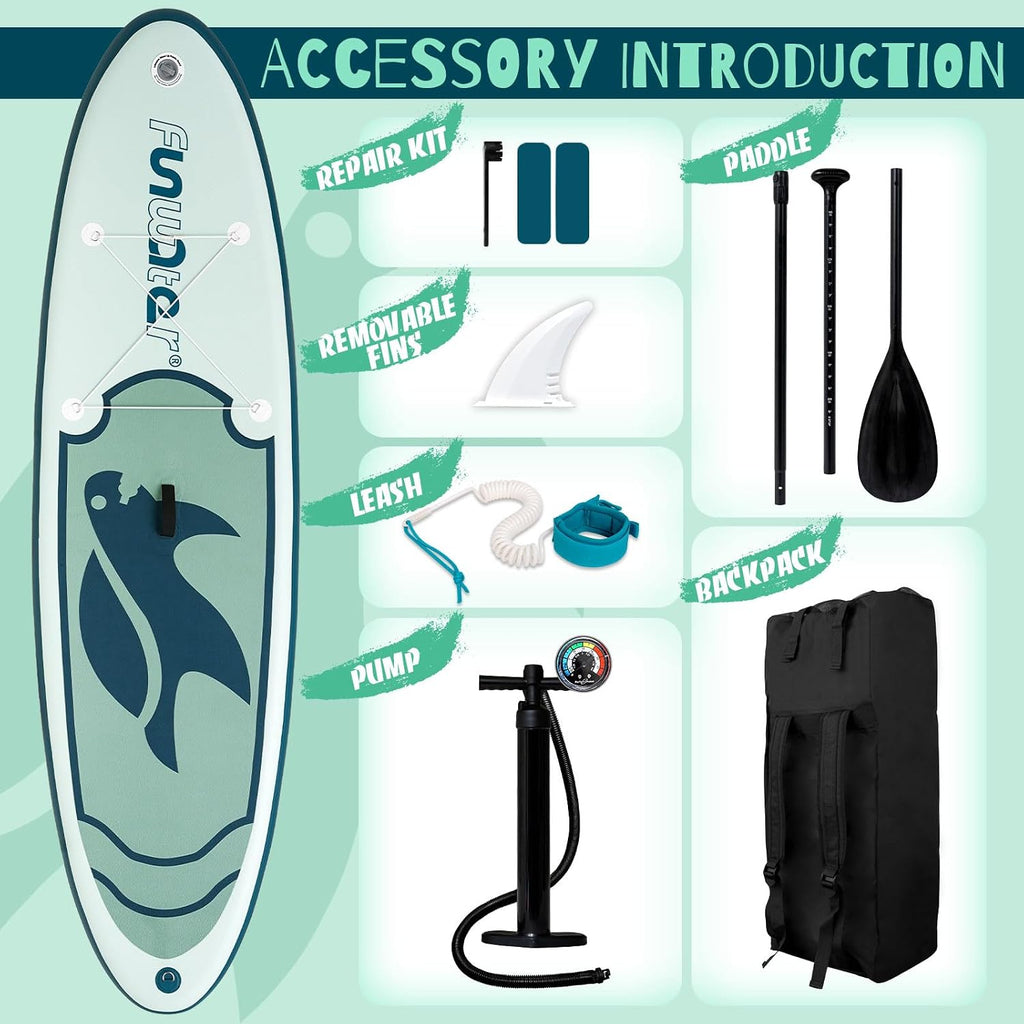 FunWater Inflatable Stand Up Paddle Board with Premium SUP Paddleboard Accessories, Anti-Slip EVA Deck, 11'6''/11'/10'6'' Paddle Boards for Adults & Youth of All Skill Levels