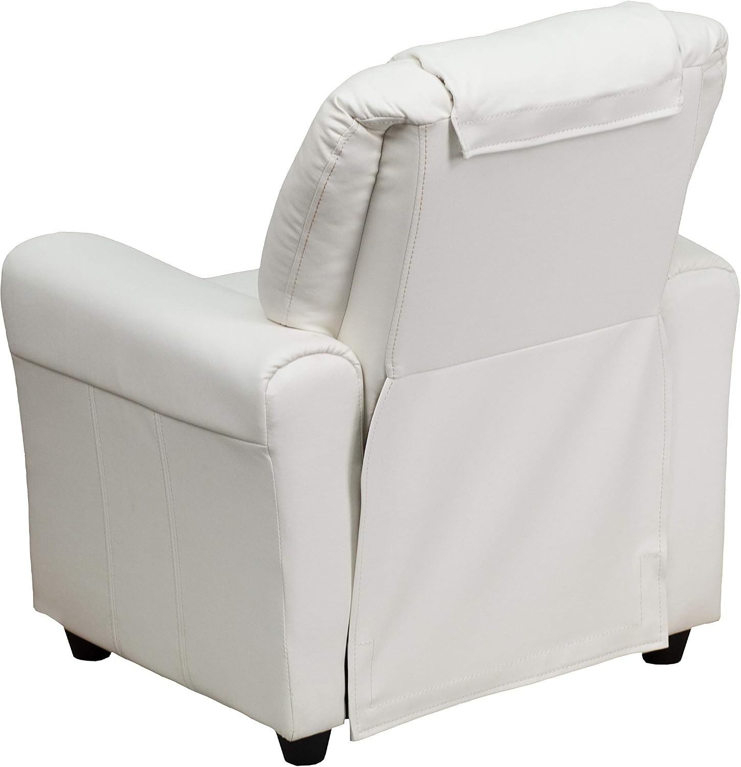 Flash Furniture Vana Vinyl Kids Recliner with Cup Holder, Headrest, and Safety Recline, Contemporary Reclining Chair for Kids, Supports up to 90 lbs., White