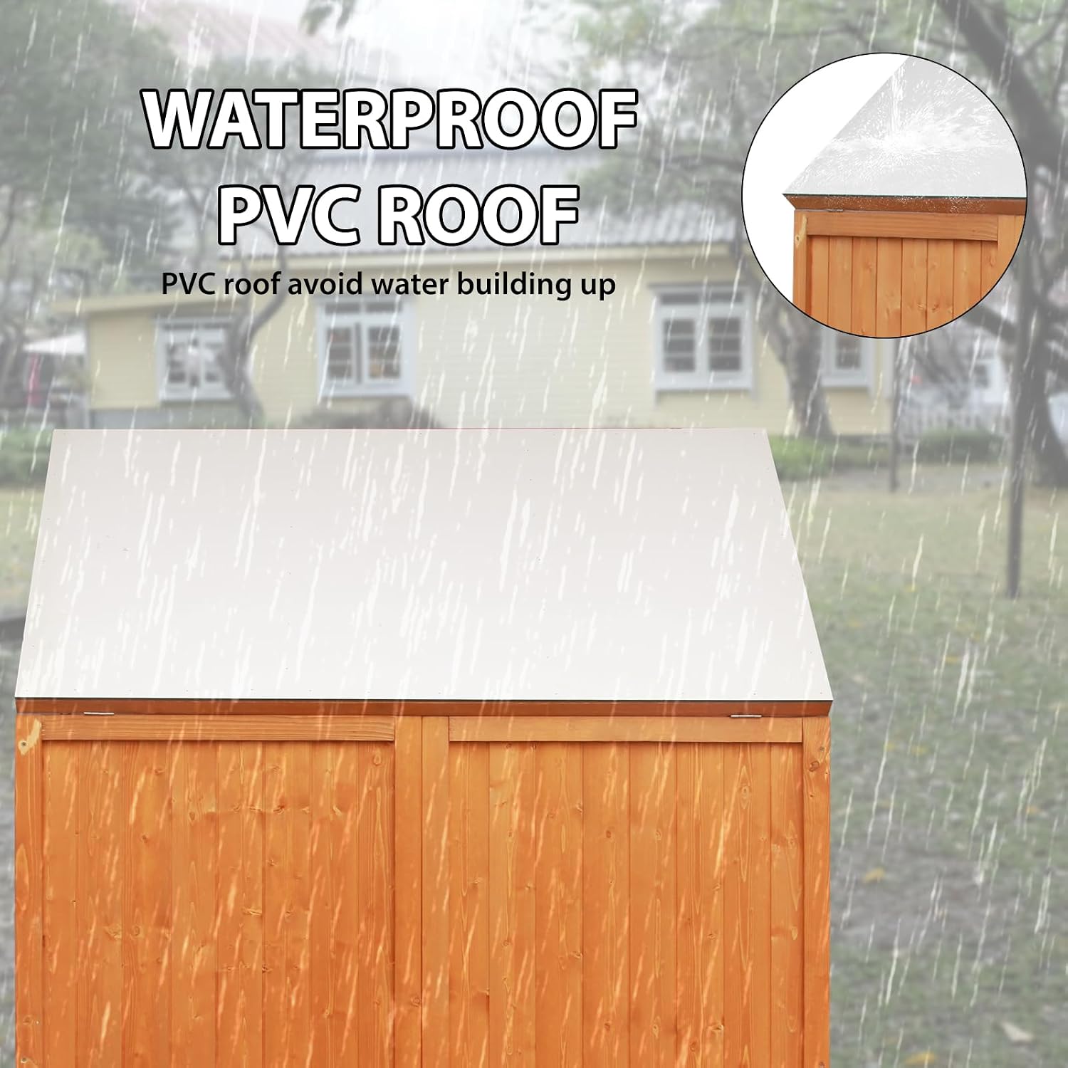 30 cu ft Outdoor Storage Shed, Wooden Trash Can Cabinet with Removable Wheels & Lockable Door for Patio, Garden, Garage