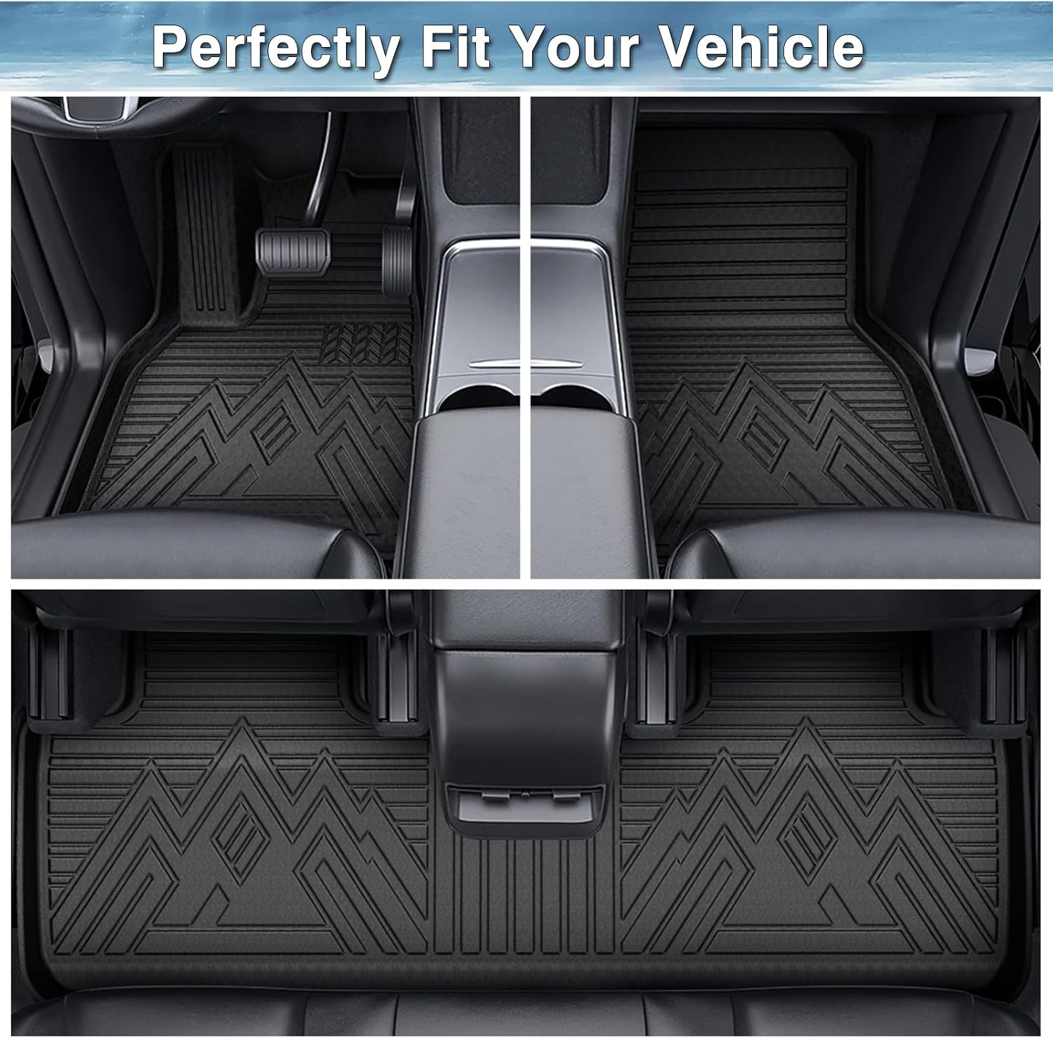 Mixsuper Bed Mat Floor Mats for Hyundai Santa Cruz 2022-2026, All Weather Bed Mat and 2 Row Anti-Slip Floor Liners Set Black