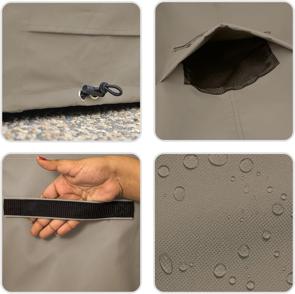 Covers & all BBQ Grill Cover, 12 Oz Waterproof UV & Weather Resistant, Outdoor Cover with Air Vents & Drawstrings (50' Inch, Beige)