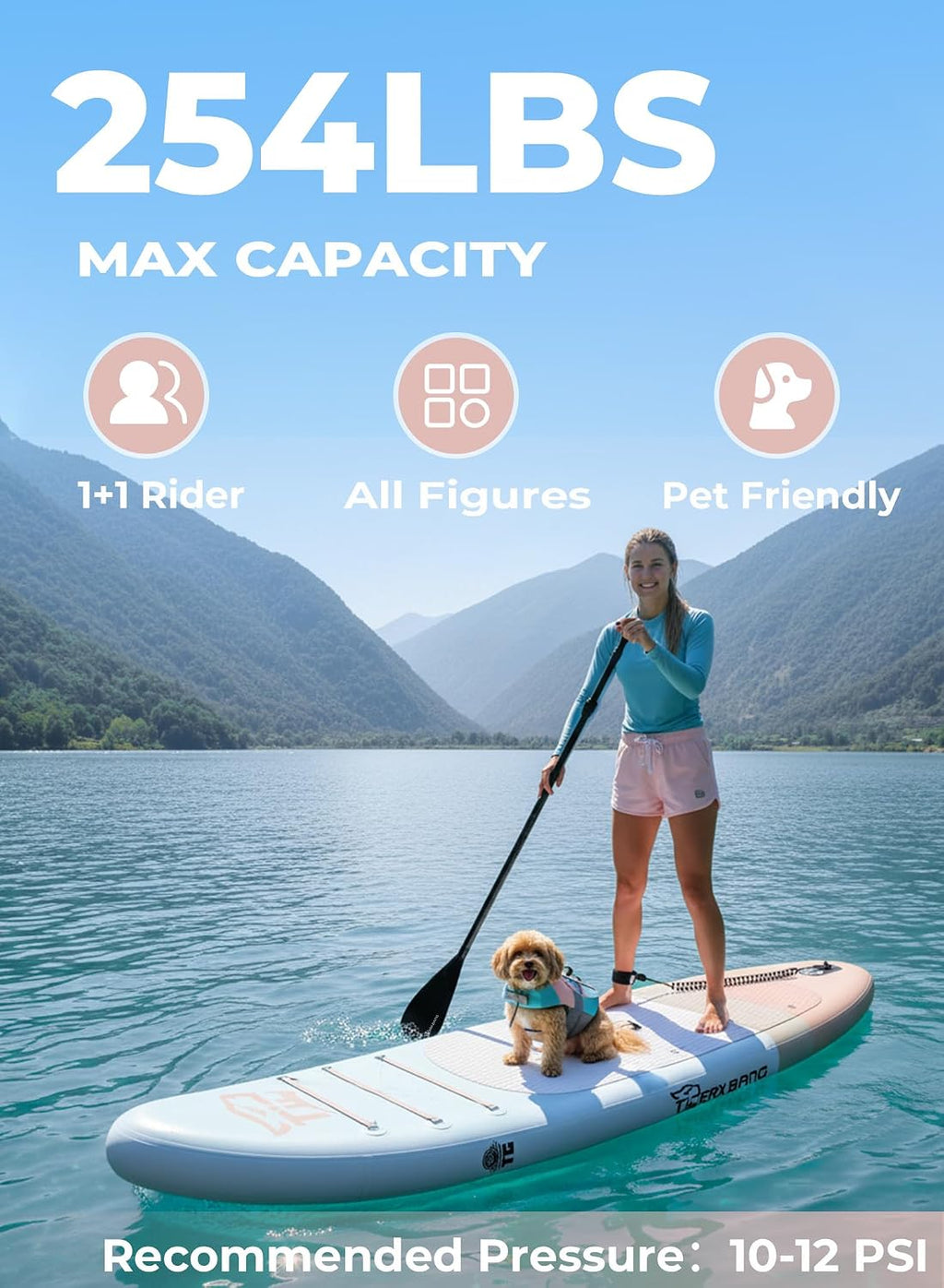 TIGERXBANG 11'6'/11'/10' Inflatable Paddle Board with Complete Accessories, Versatile Premium Paddle Boards for Adults/Youth, Stand Up Paddle Board Polar/Wave/Sunny Wave Collection