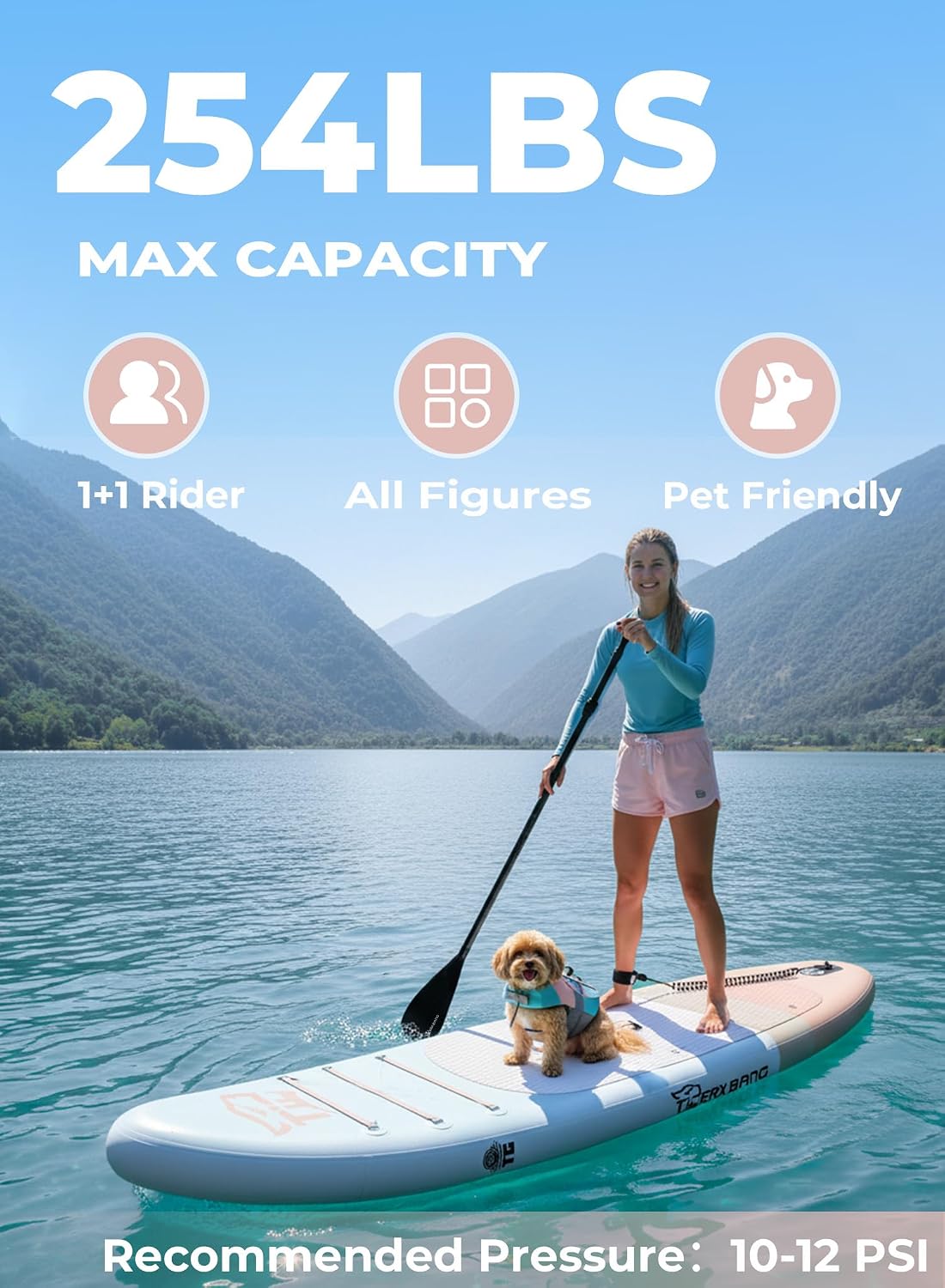 TIGERXBANG 11'6'/11'/10' Inflatable Paddle Board with Complete Accessories, Versatile Premium Paddle Boards for Adults/Youth, Stand Up Paddle Board Polar/Wave/Sunny Wave Collection