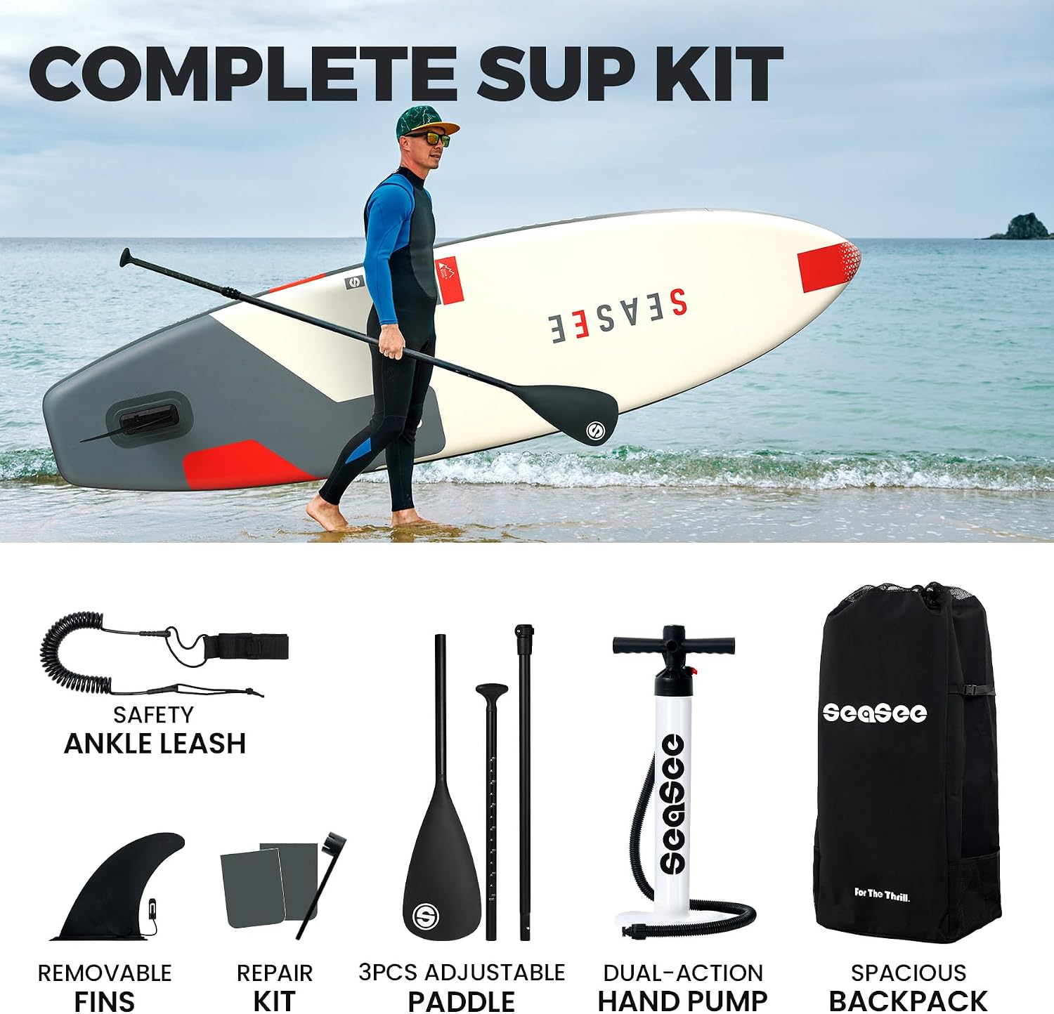 Inflatable Stand Up Paddle Board Includes Paddle, Dual Action Pump, and Accessories 11ft Lightweight iSUP, 33'*6' Wide Stable Design, Anti-Slip EVA Deck, Paddle Board for Adults