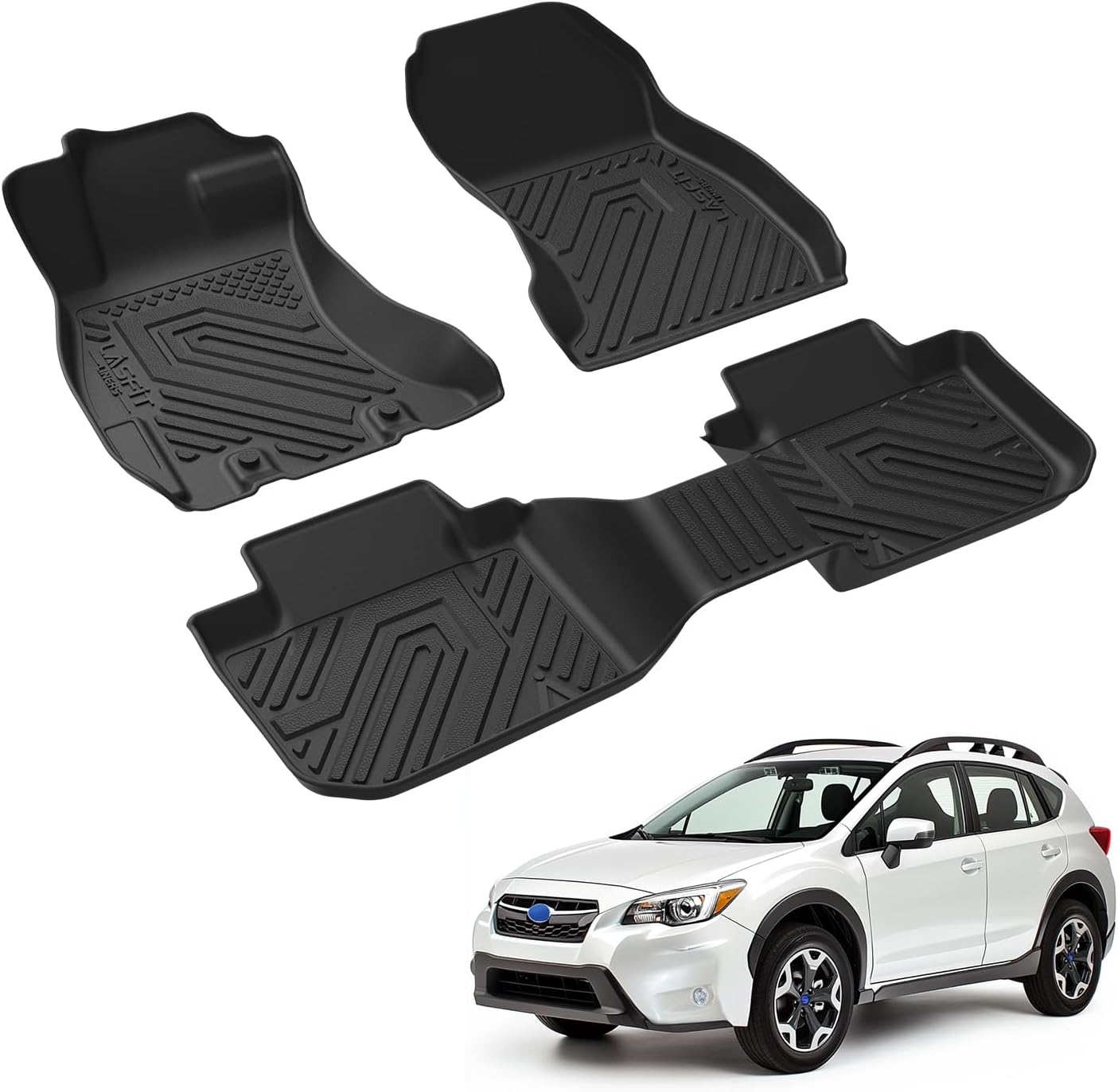 LASFIT Floor Mats for Subaru Crosstrek 2016-2017/XV Crosstrek 2013-2015/Impreza 2012-2016/WRX 2015-2021,Custom Fit TPE All Weather Floor Liners 1st & 2nd Row for Subaru Car Mats, Black