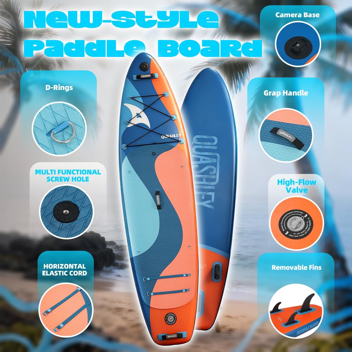 Quashley Inflatable Stand Up Paddle Board,Inflatable Paddleboards 32/34 Inch Wide,All Around SUP for Beginners with Lightweight Paddle,Hand Pump,Backpack,Leash,Durable & Portable iSUP Board