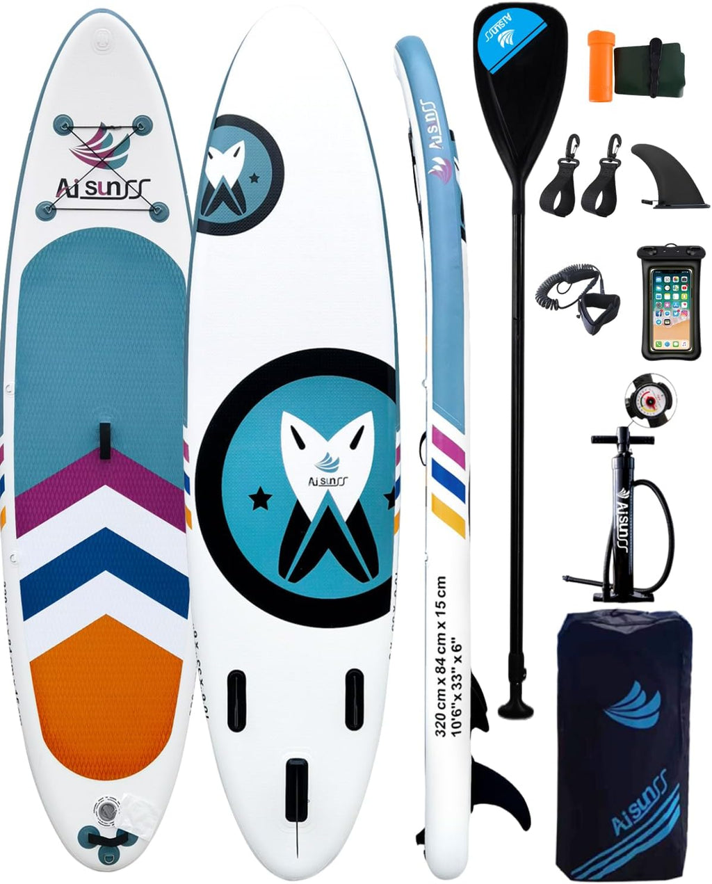 Inflatable Paddle Board for Adult, Paddle Board for All Skill Levels, Wide SUP Board with Primium Accessories Include SUP Carry Bag, Hand Pump, 10L Waterproof Bag