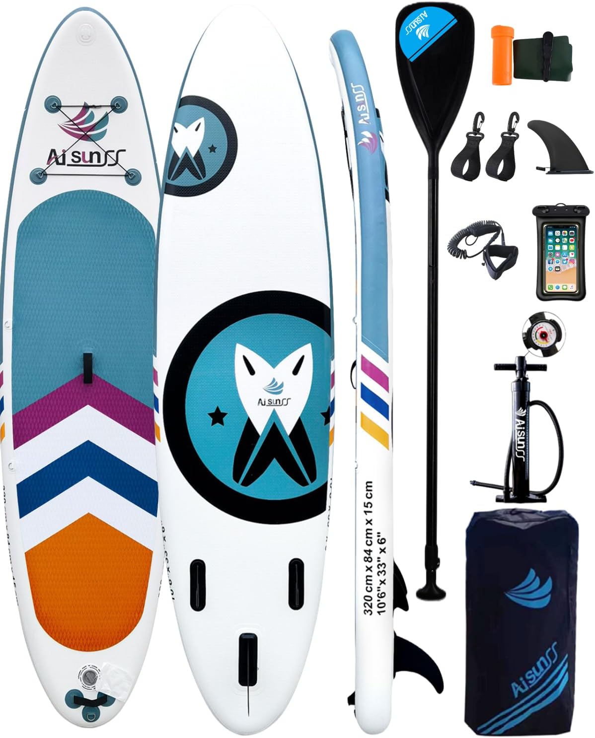 Inflatable Paddle Board for Adult, Paddle Board for All Skill Levels, Wide SUP Board with Primium Accessories Include SUP Carry Bag, Hand Pump, 10L Waterproof Bag