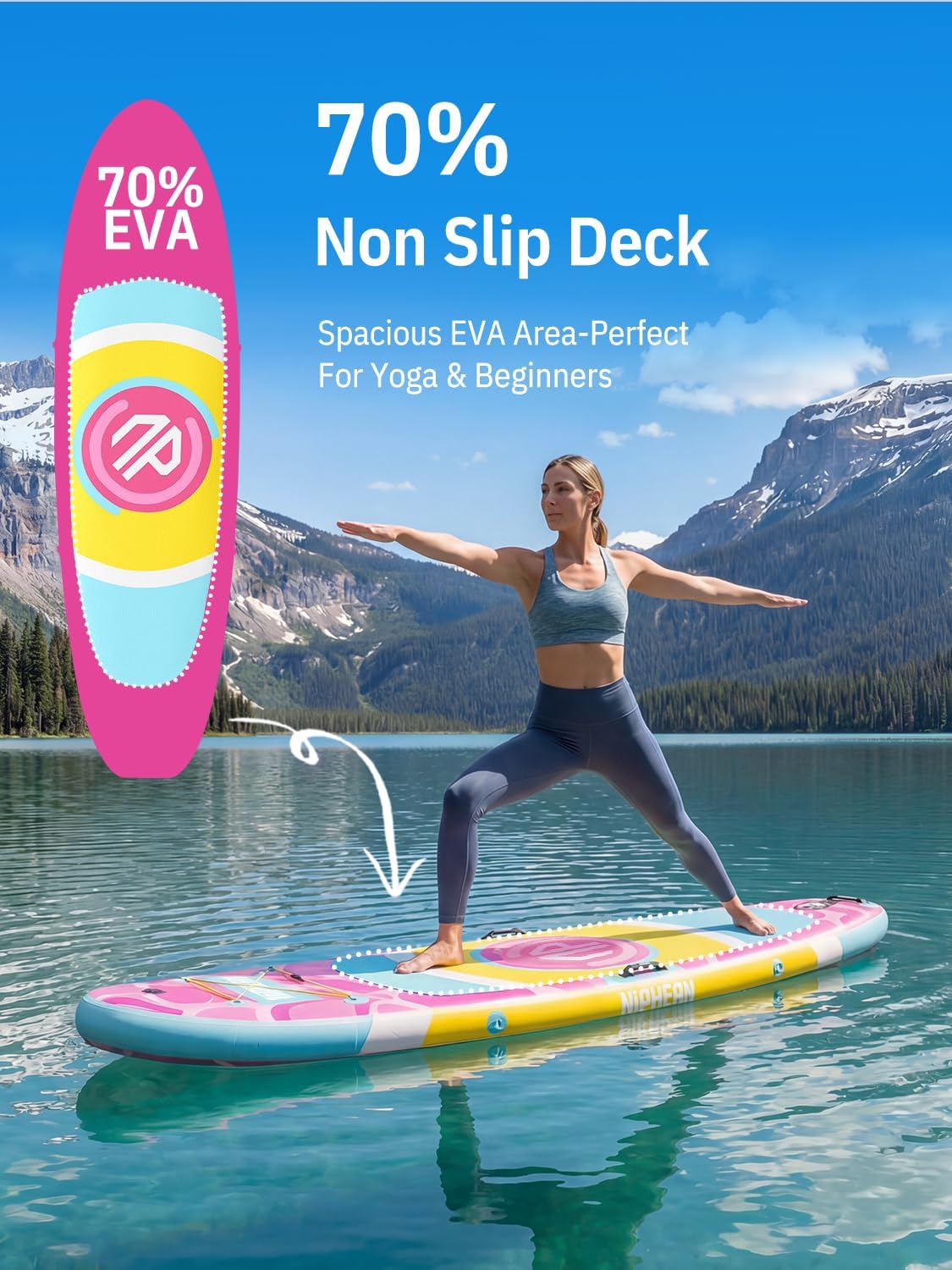 Niphean（Ultra-Light） Inflatable Paddle Board with StabilTrac Fin and Durable SUP Accessories, 10' Stand Up Paddle Boards for Adults & Youth, Versatile Yoga Paddle Board, Gift Ideas