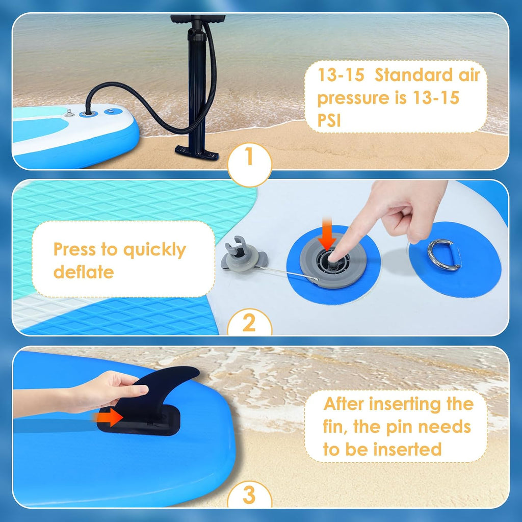 Inflatable Stand Up Paddle Board for Adult All Skill Levels- 10'4' Ultra-Light SUP Paddleboard with Durable Non-Slip Deck and Paddle Board Accessories Fins, Paddle, Pump, Backpack, Leash