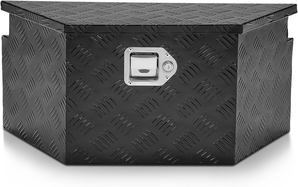DNA MOTORING Trailer Tongue Box, Lockable Aluminum Truck Bed Tool Box, 26' X 11' X 12', Black, TBOX-T5-011-BK