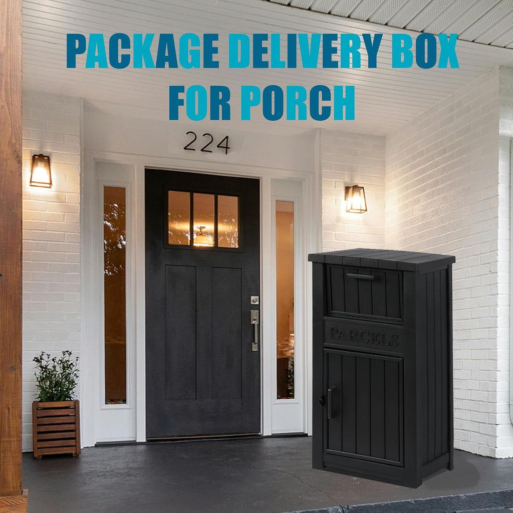 LHBGO Package Delivery Box for Outside, Outdoor Storage with Lockable Secure, Anti-Theft Parcel Drop Boxes Outdoor Package Delivery and Waterproof for Porch, House, Curbside