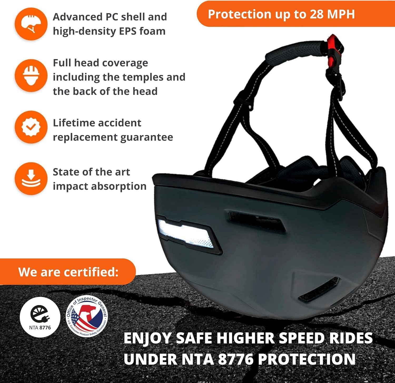 XNITO Kid Bike Helmets for Boys and Girls | Fit Head 51-54cm Circumference | CPSC & NTA-8776 Dual Certified | Multi-Sport Helmets with LED Lights, Magnetic Buckle, Detachable Visor