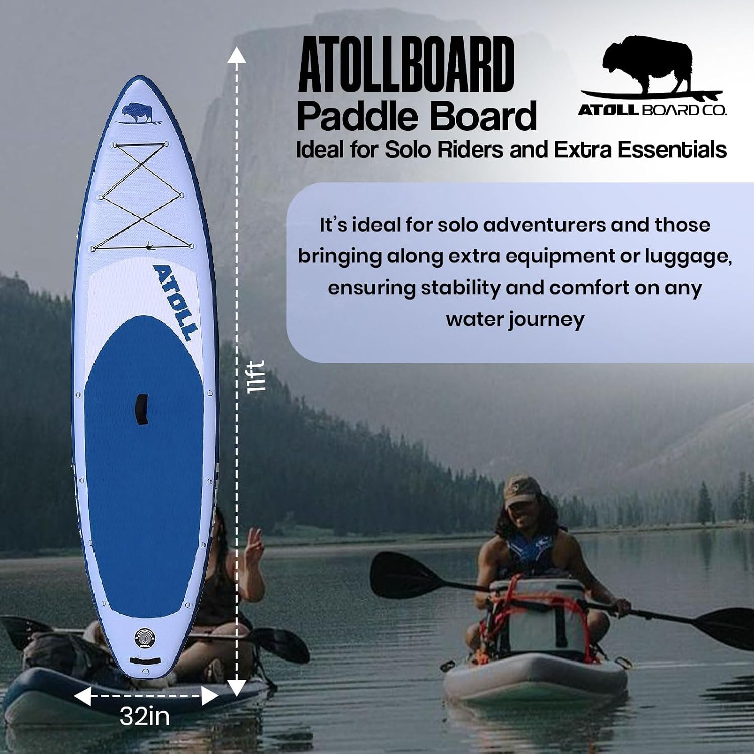 Atoll Inflatable Paddle Board with Premium SUP Stand Up Paddle Board Accessories & Back Pack, Non-Slip Comfort Deck for Unisex Adult