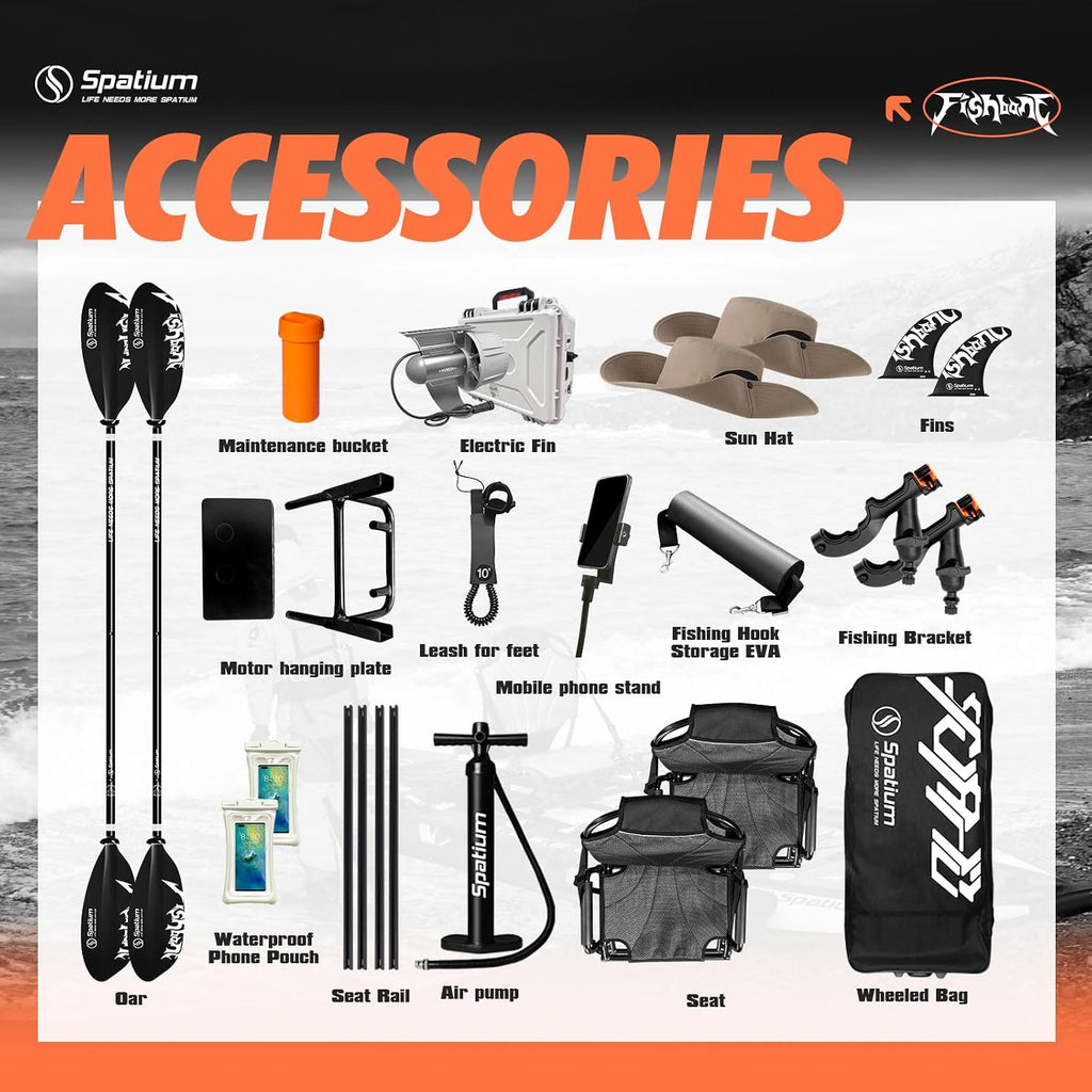 Spatium Triple Chamber Fishing Board SUP Inflatable Stand Up Paddle Board 11'*48'*6',Fishing Kayak with Premium Accessories 2 Fishing Rod Holders
