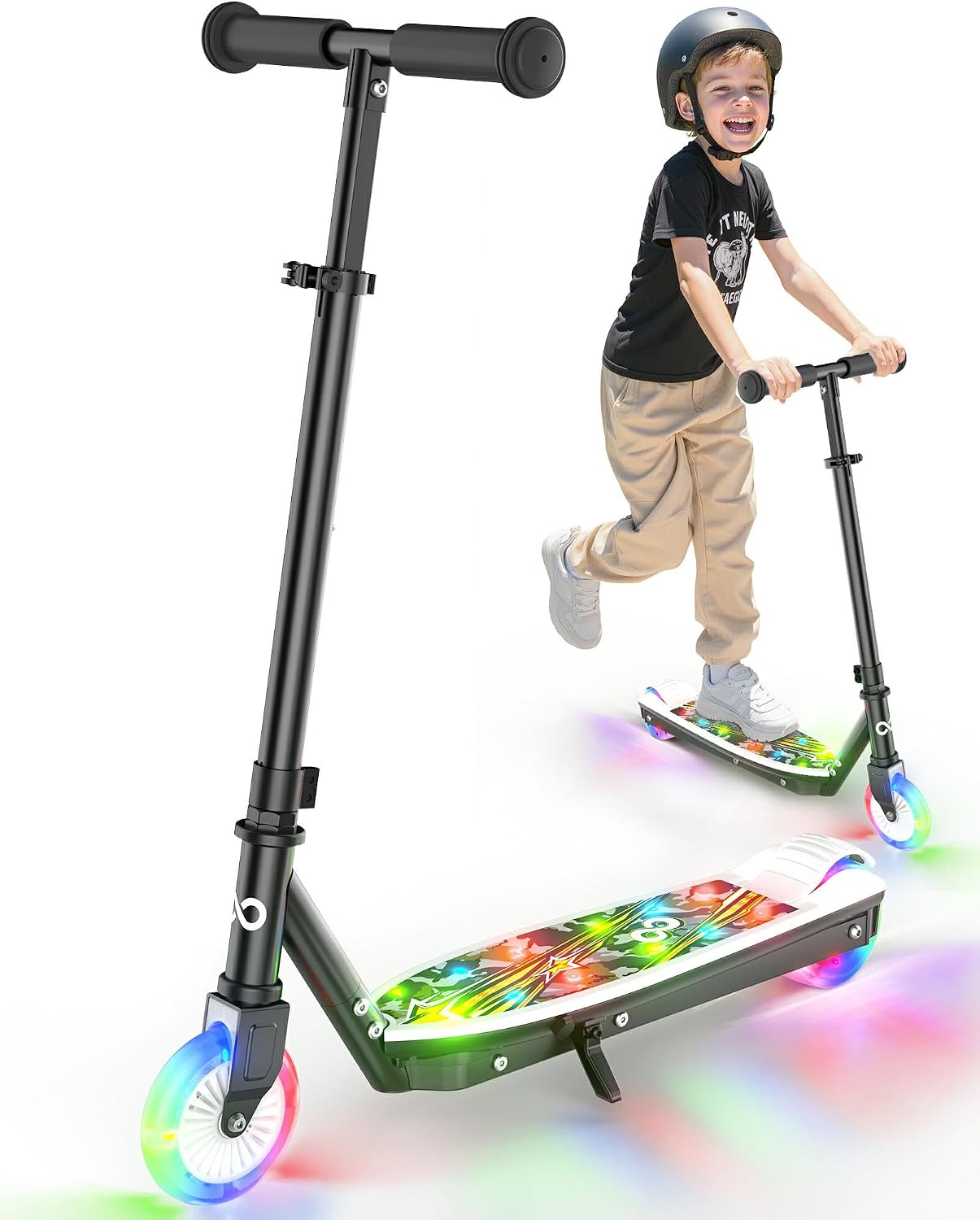 Gyroor KS2 Kids Electric Scooter – 5 MPH Safe Speed, Foot Sensor Start, LED Lights, Adjustable Handlebar, 2 Hr Fast Charge, UL2272 Certified, Ages 6–12, 121 lb Max Load
