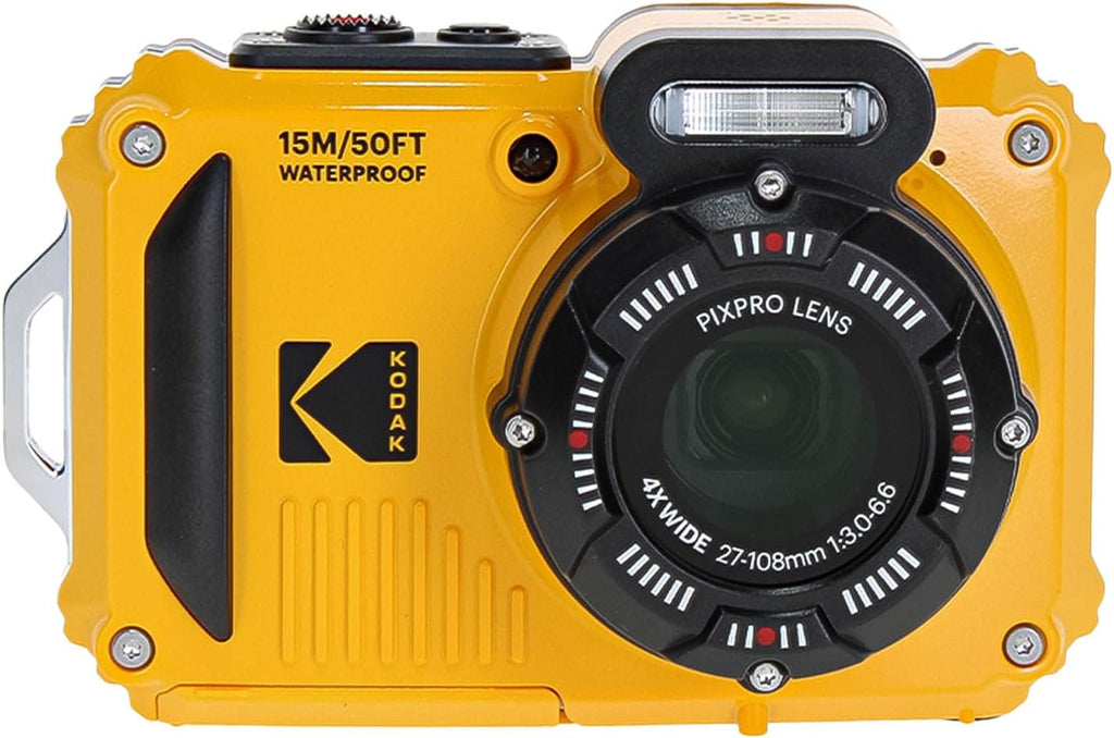 KODAK PIXPRO WPZ2 Rugged Waterproof Shockproof Dustproof WiFi Digital Vlogging Camera 16MP (Yellow) Bundle with 32GB Memory Card + Vlogger Tripod + Bag + Cleaning Kit + More Accessories