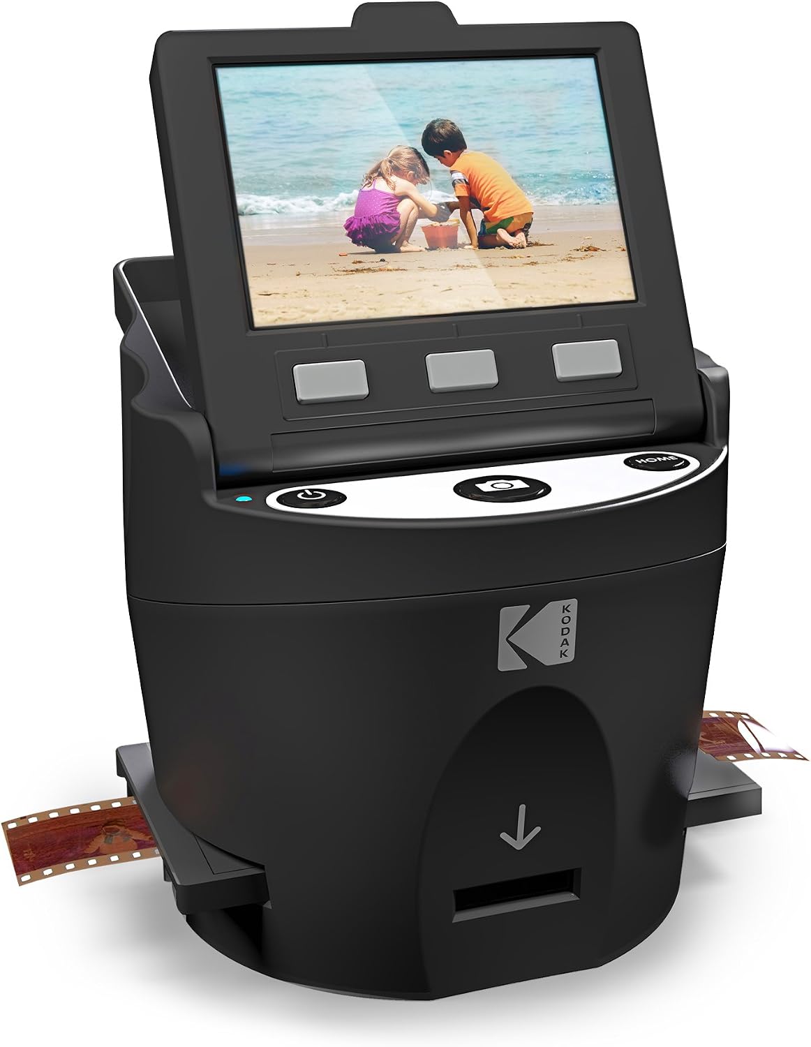 Kodak SCANZA Digital Film & Slide Scanner – Converts 35mm, 126, 110, Super 8 & 8mm Film to JPEG with 3.5' LCD, Easy-Load Inserts & Adapters