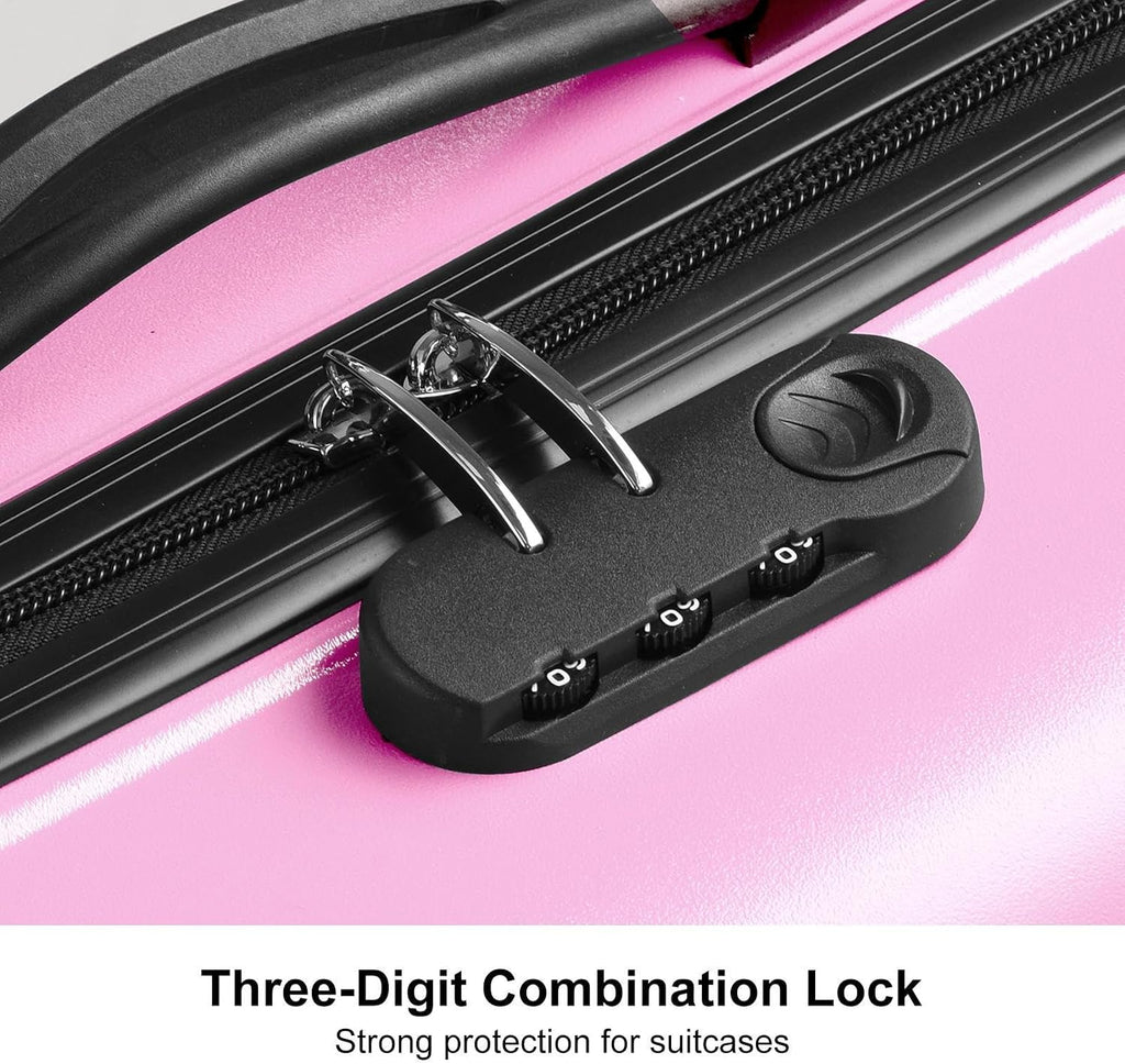 22 Inch Kid Ride Suitcase, Kid Luggage Seat Ride With Lock - Kids Travel Trolley With Safety Belt, Luggage For Kids Airplane Travel,Suitcase To Aged 1-6 Years Old,ABS+PC(Pink)