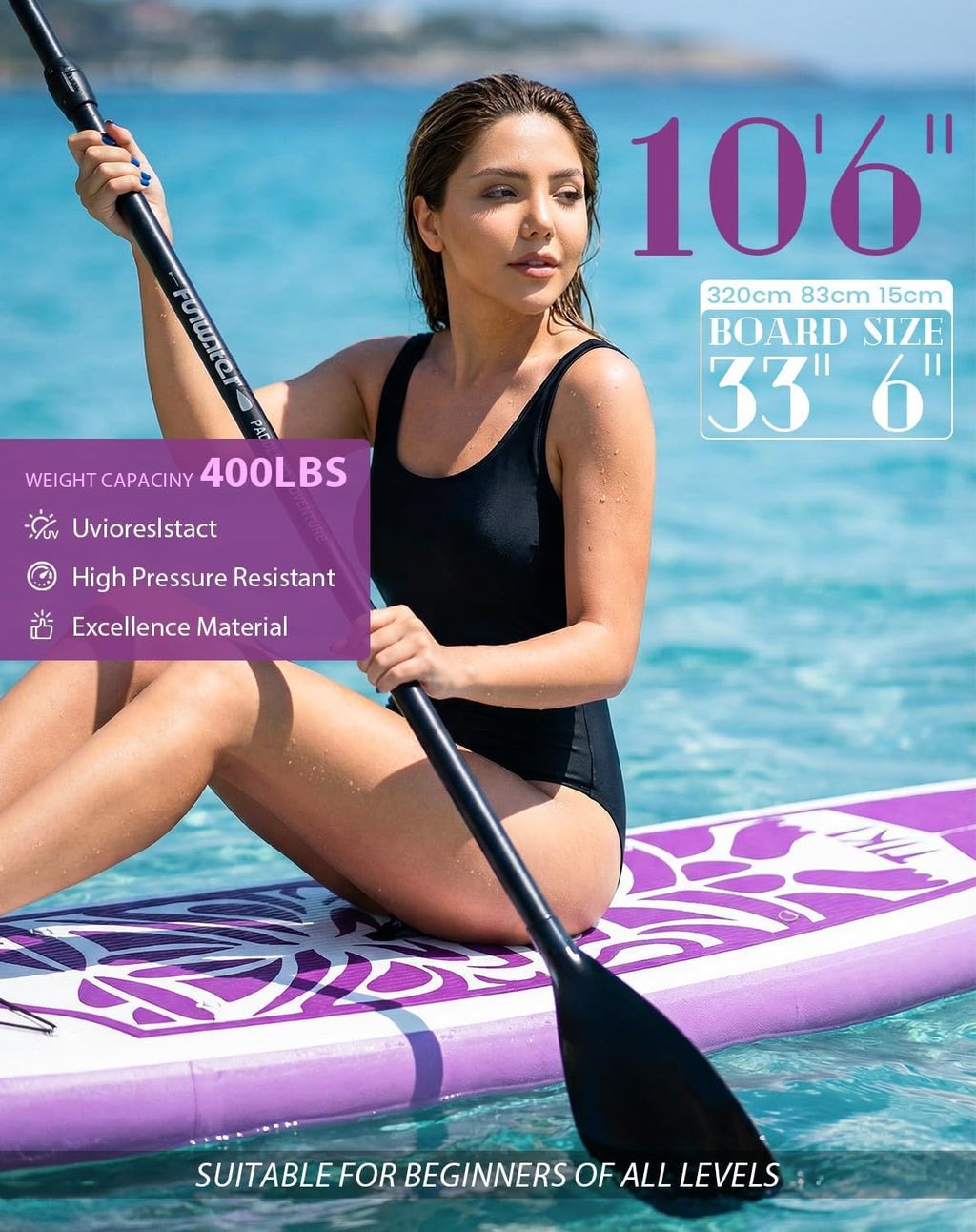 FunWater Inflatable Ultra-Light Stand Up Paddle Board for All Skill Levels with Premium SUP Paddleboard Accessories,Non-Slip Comfort Deck for Youth & Adults