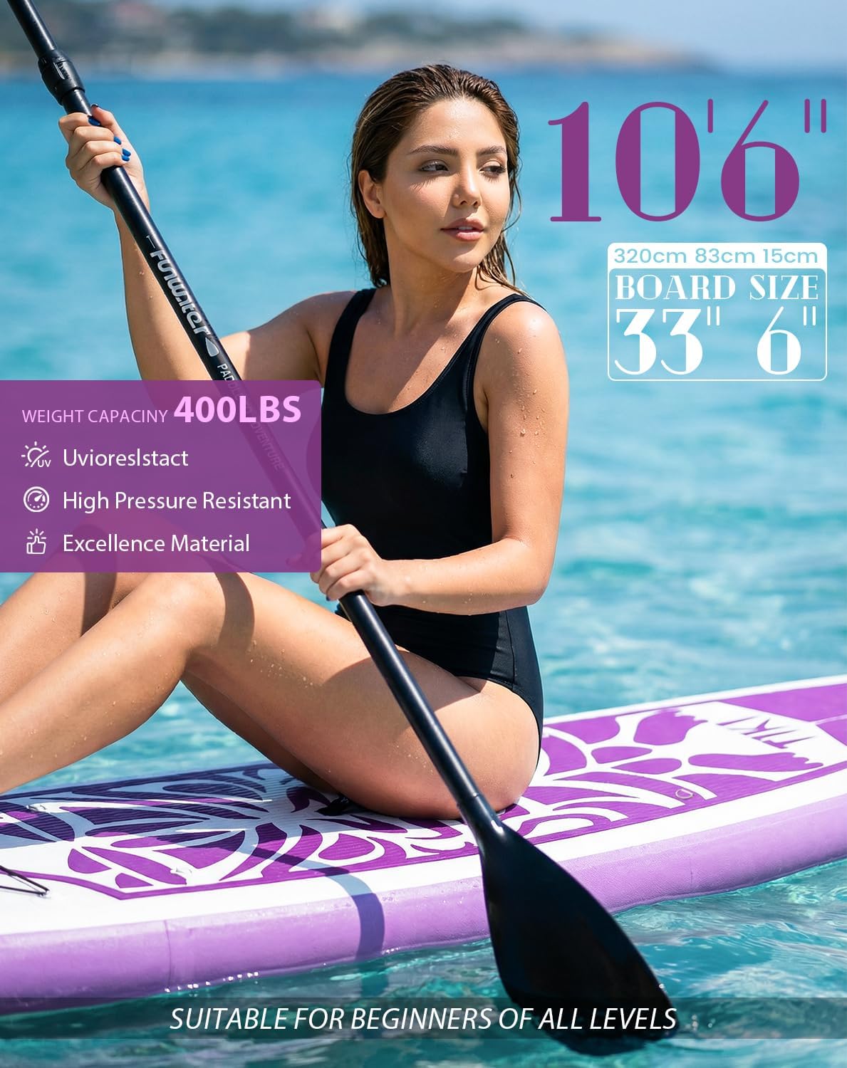 FunWater Inflatable Ultra-Light Stand Up Paddle Board for All Skill Levels with Premium SUP Paddleboard Accessories,Non-Slip Comfort Deck for Youth & Adults