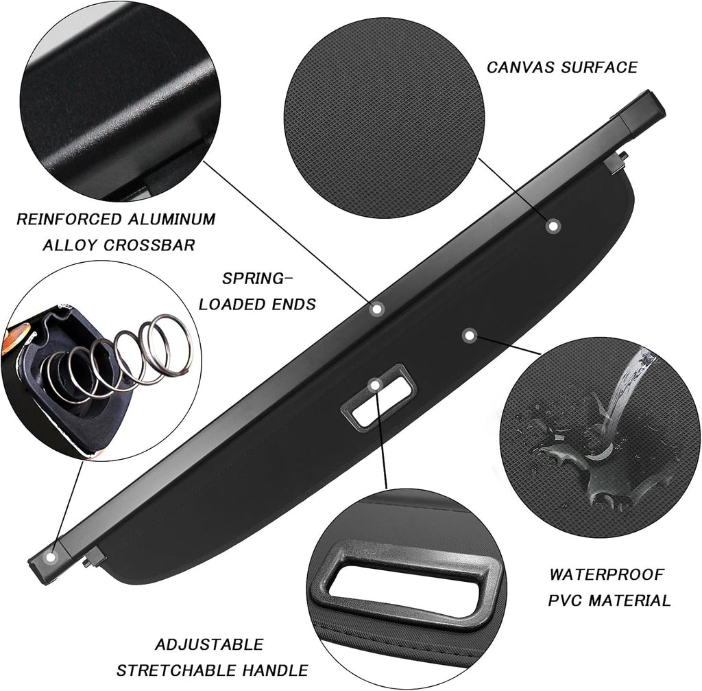 Sze Cargo Cover for Ford Bronco Sport 2021-2026 (Not for Bronco) Retractable Trunk Cover Black Rear Trunk Security Cover Shielding Shade Waterproof-New Upgrade