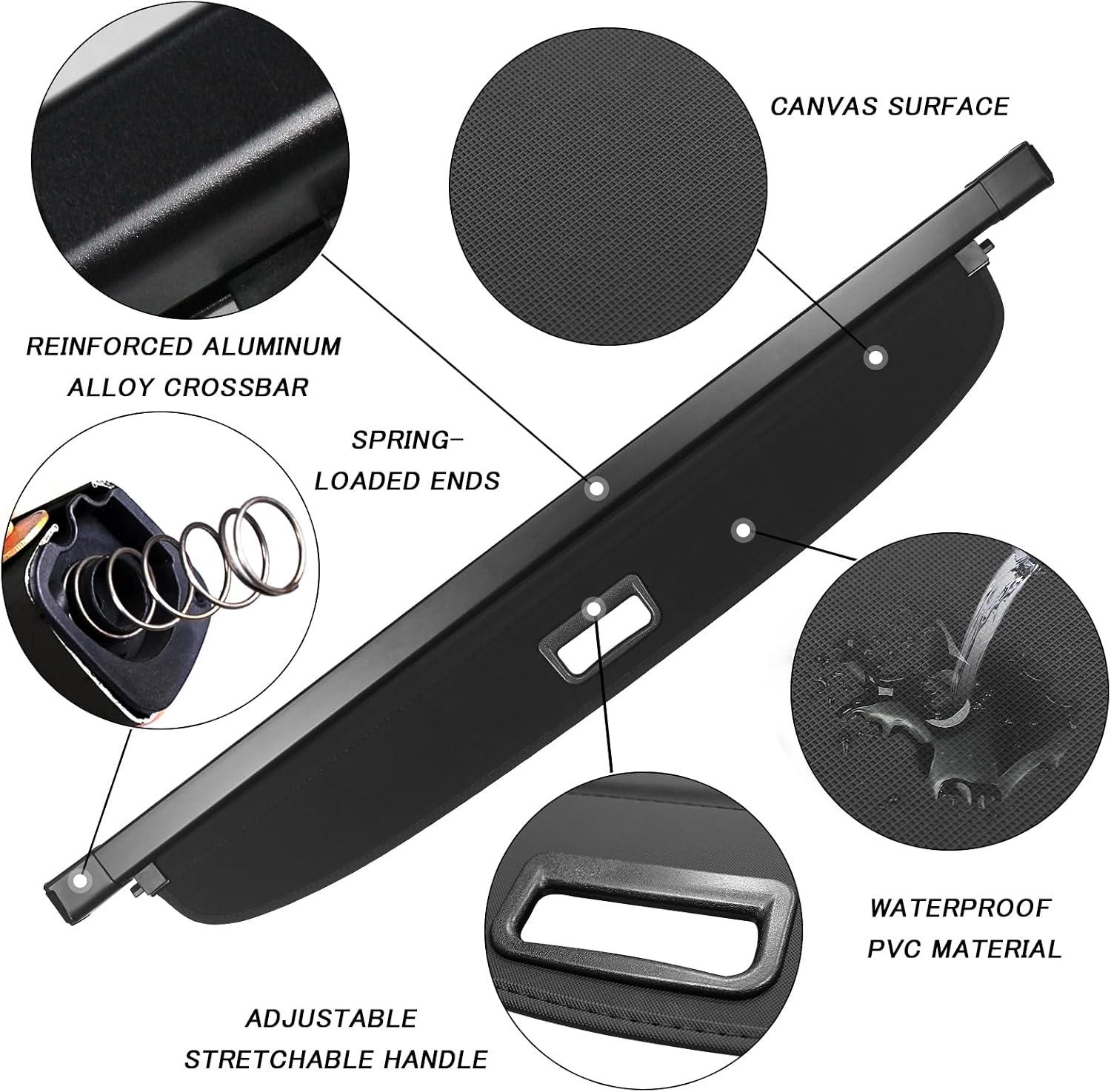 Sze Cargo Cover for Ford Bronco Sport 2021-2026 (Not for Bronco) Retractable Trunk Cover Black Rear Trunk Security Cover Shielding Shade Waterproof-New Upgrade