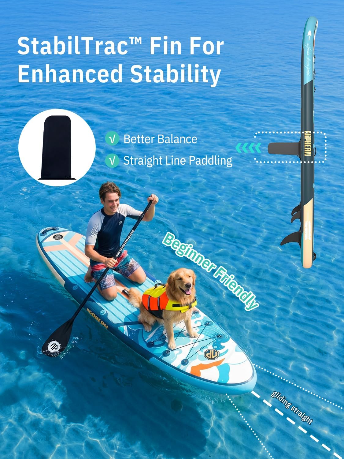 Niphean Inflatable Stand Up Paddle Board with SUP Accessories, Anti-Slip EVA Deck, 10'6'' Inflatable Paddle Boards for Adults & Youth of All Skill Levels