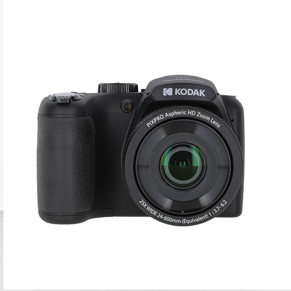 Kodak Pixpro AZ255 Digital Camera in Black (AZ255BK) Bundle Including: 128 GB Memory Card, Rechargeable Batteries, Case, Flexible Tripod, Neck Strap, Lens Caps, Full Cleaning Kit, More Accessories