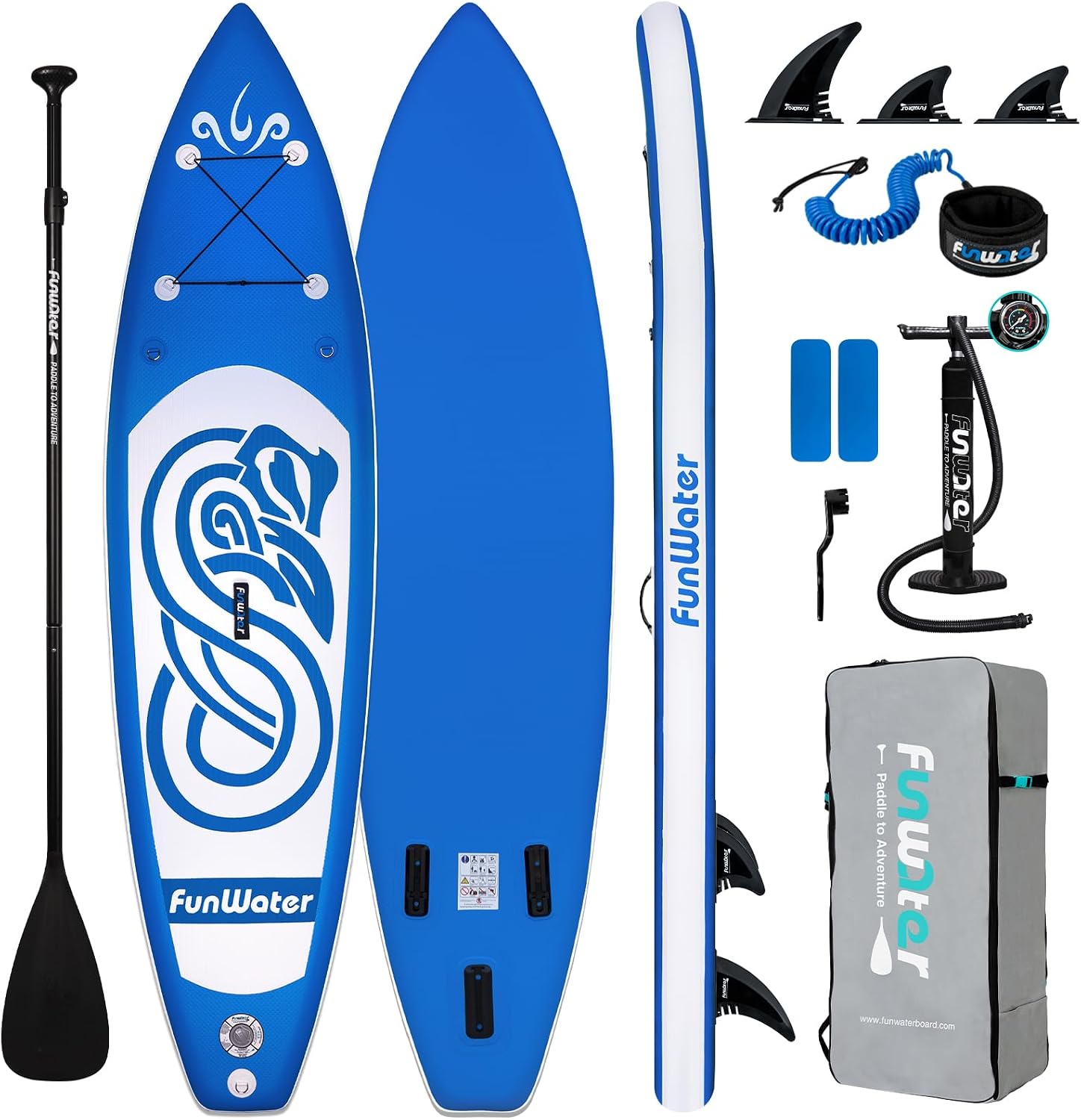 FunWater 8'/10'/10'6'/11'6' Inflatable Stand Up Paddle Board with Premium SUP Paddleboard Accessories, Wide Stable Anti-Slip EVA Deck,Paddle Boards for Adults & Youth of All Skill Levels