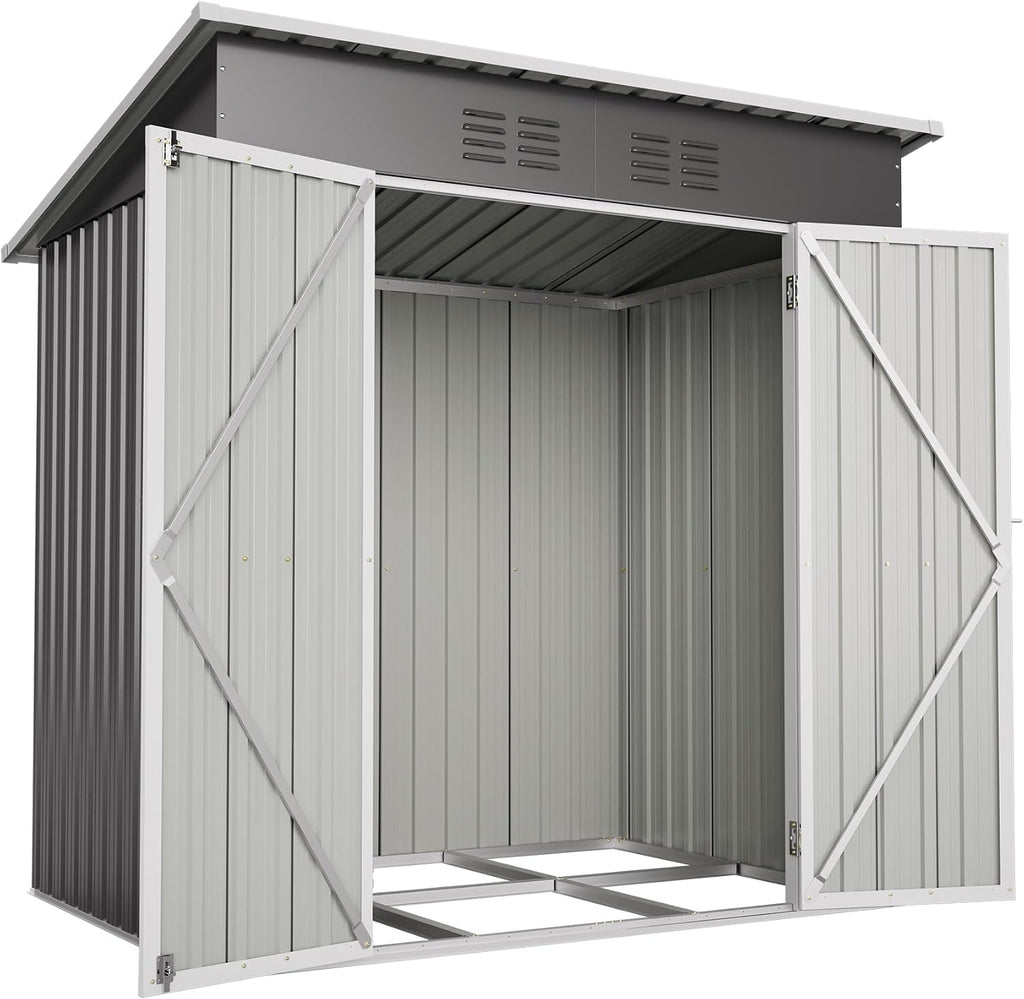 6' x 4' Outdoor Storage Shed, Waterproof Metal Garden Sheds with Lockable Double Door for Backyard Patio Lawn-Dark Gray