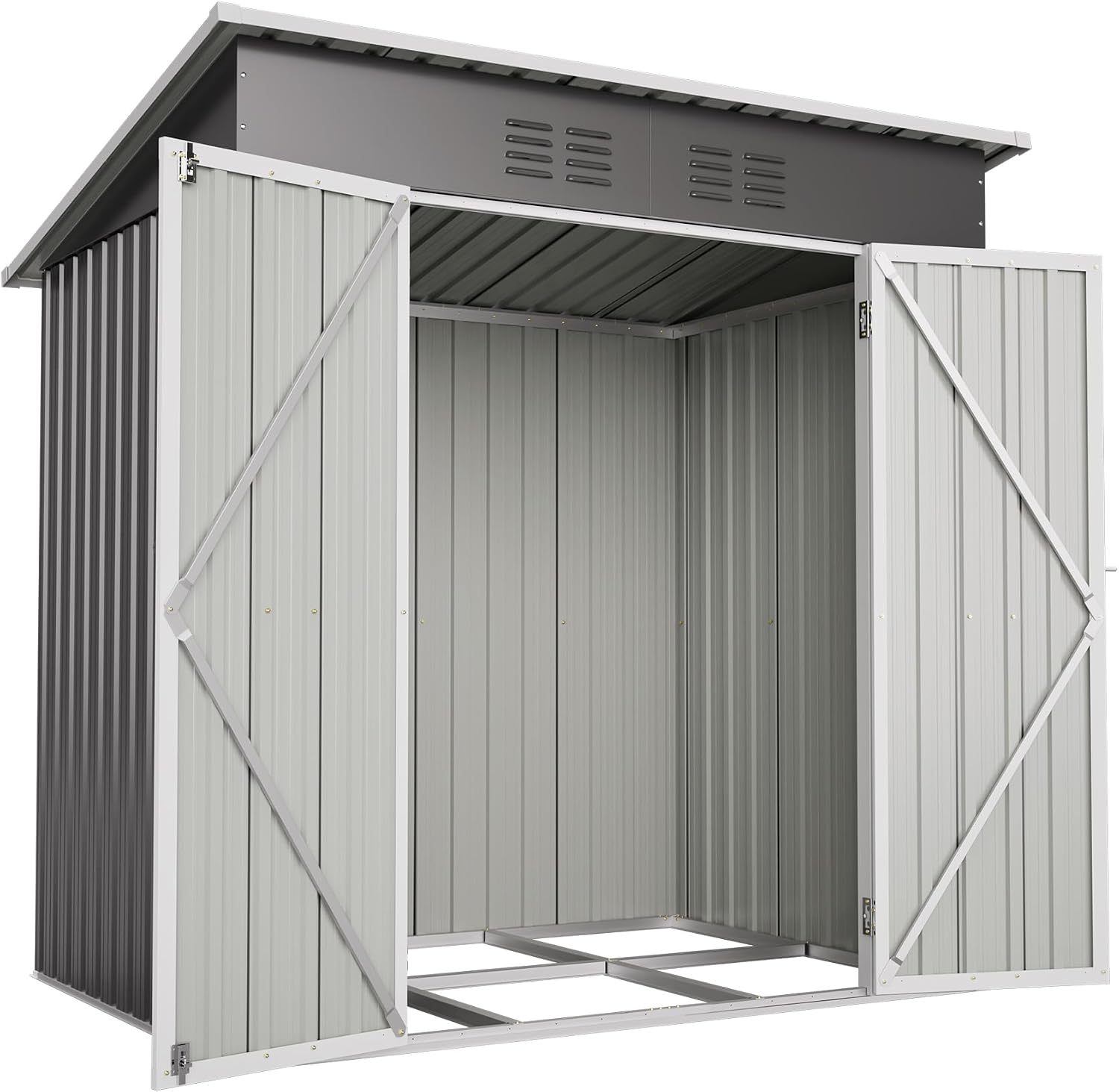 6' x 4' Outdoor Storage Shed, Waterproof Metal Garden Sheds with Lockable Double Door for Backyard Patio Lawn-Dark Gray