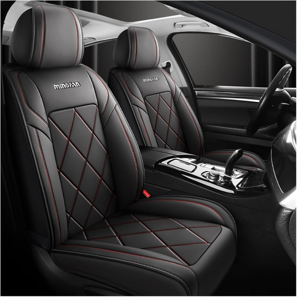 Car Seat Covers Full Set for Vw Tiguan 2016-2025 SEL R-Line Elegance, All Weather Leather Waterproof Interior Protector Accessories, Use Easy Installation Cleaning(Black red)