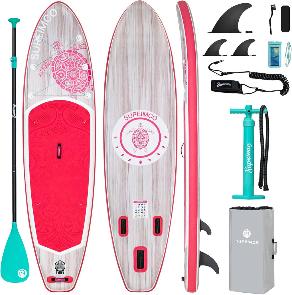 Inflatable Stand Up Paddle Board - Upgraded Glue-Free Hot Melt Technology, Long Service Life, 10'6', Anti-Slip EVA Deck, Full SUP Accessories, Included for Adults Youth All Skill Levels