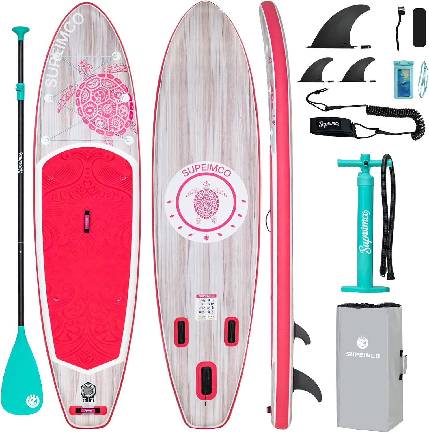 Inflatable Stand Up Paddle Board - Upgraded Glue-Free Hot Melt Technology, Long Service Life, 10'6', Anti-Slip EVA Deck, Full SUP Accessories, Included for Adults Youth All Skill Levels