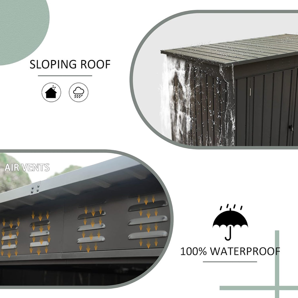 Domi Outdoor 5' x 3' Storage Shed, Metal Sheds Tool Storage Slope Roof with Lockable Door & Air Vents, Outdoor Galvanized Steel Sheds for Backyard,Garden,Patio,Lawn