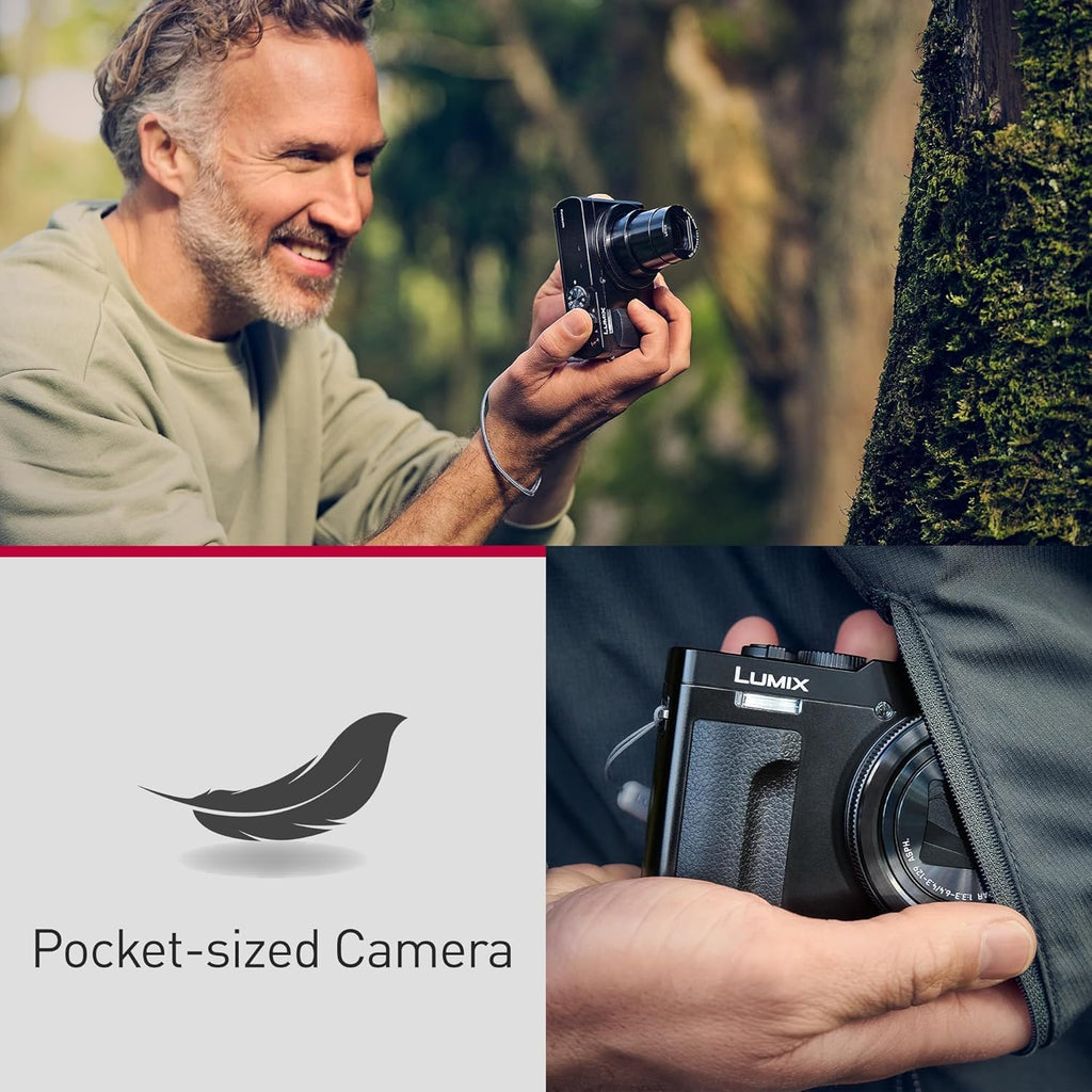 Panasonic LUMIX ZS99 Point and Shoot Camera, Compact Camera for Travel with 30x Zoom with 24-720mm Zoom Lens, and 4K Video/Photo, Great for Travel and Concerts, DC-ZS99 + Case + 64GB SD Card (Black)