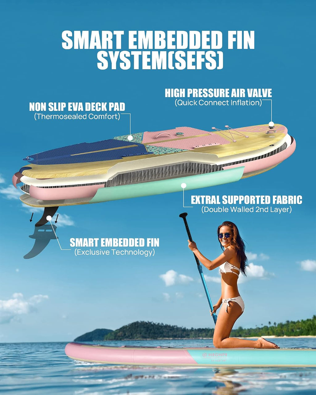 Inflatable Stand Up Paddle Board for Youth and Adults – Wide Sup with Premium Accessories, Blow Up Paddleboard for Surfing, Fishing, Yoga & More