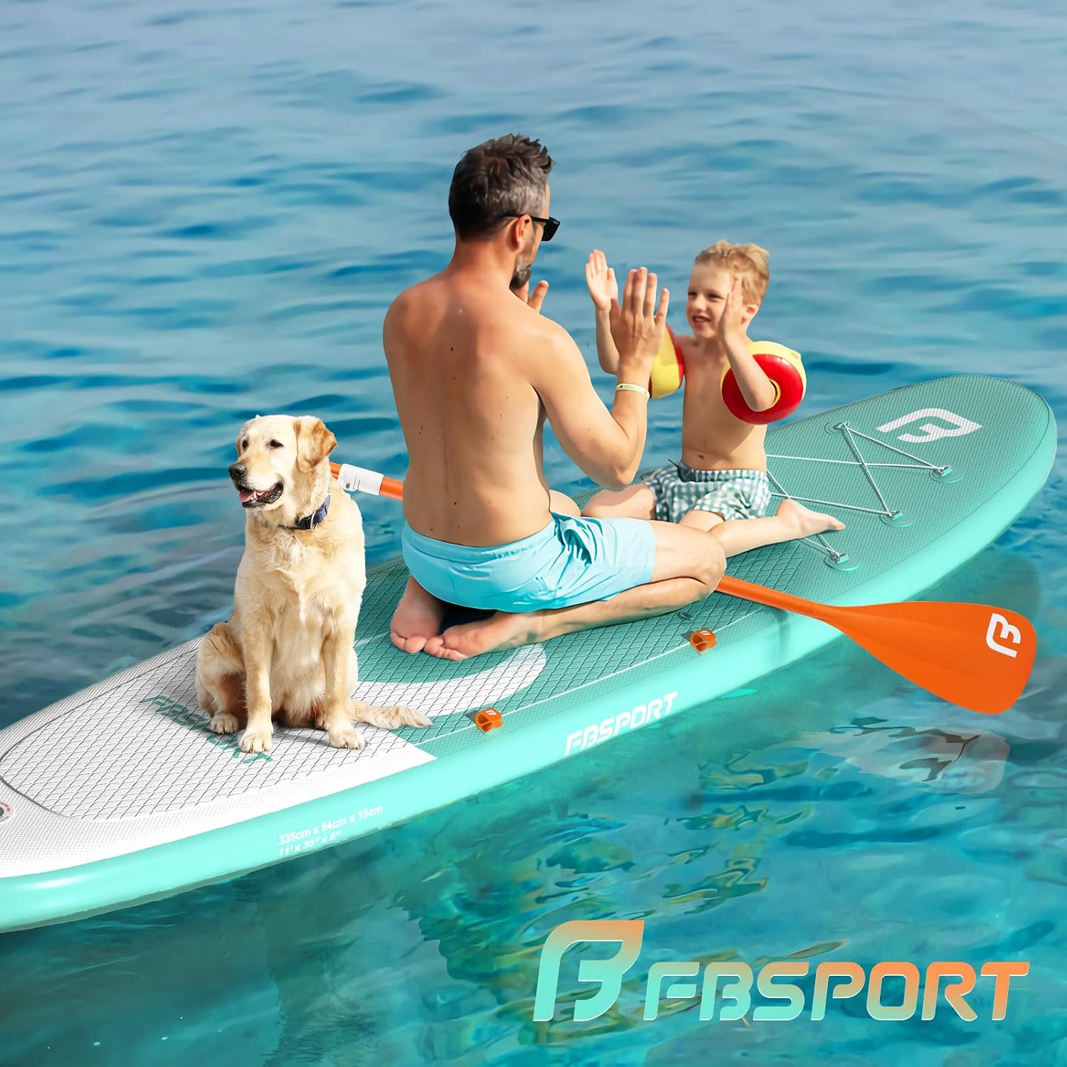 FBSPORT 11' Premium Stand Up Paddle Board, Yoga Board with SUP Accessories & Carry Bag | Wide Stance, Surf Control, Non-Slip Deck, Leash, Paddle and Pump for Youth & Adult