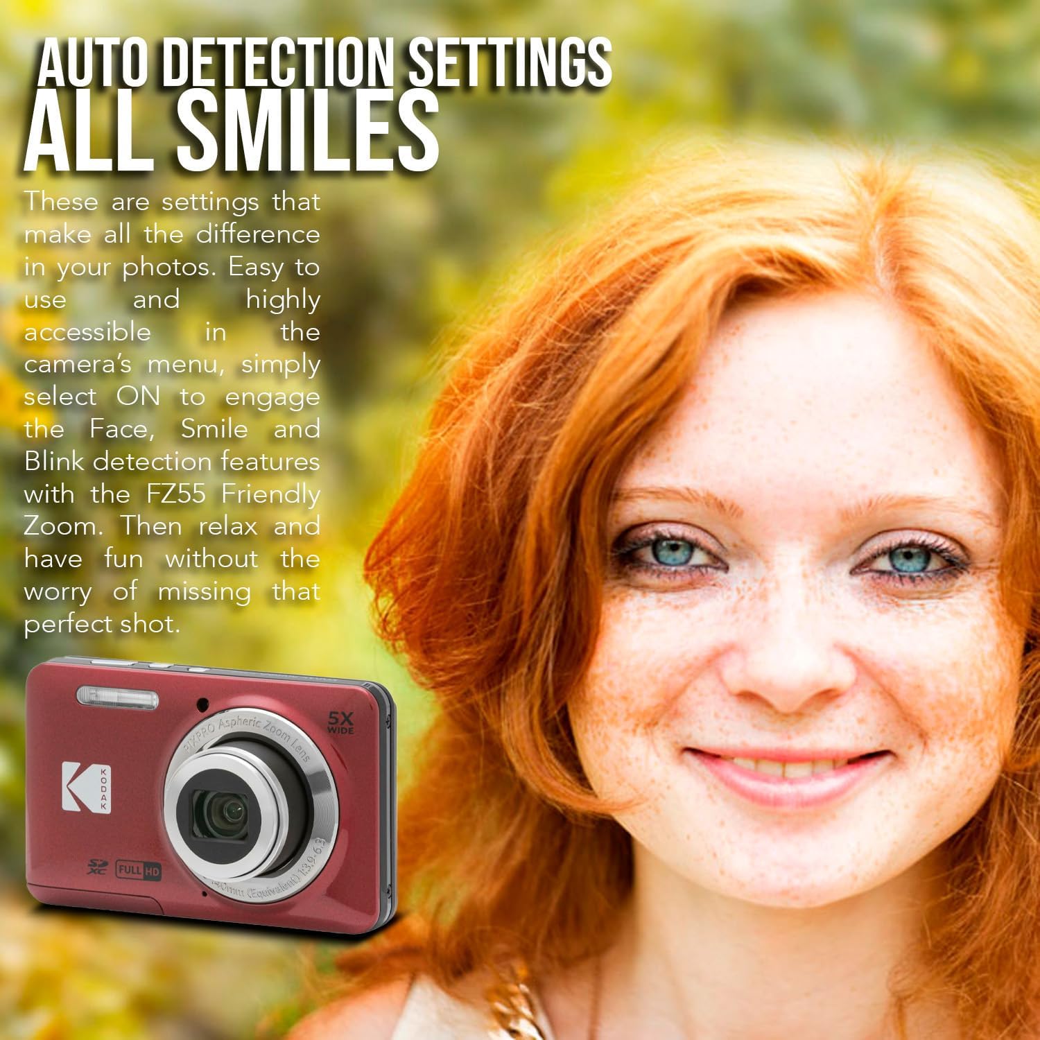 Kodak PIXPRO FZ55 Digital Camera (Red) Friendly Zoom with 128GB SD Card, Card Reader, Tripod and Pouch (5 Items)