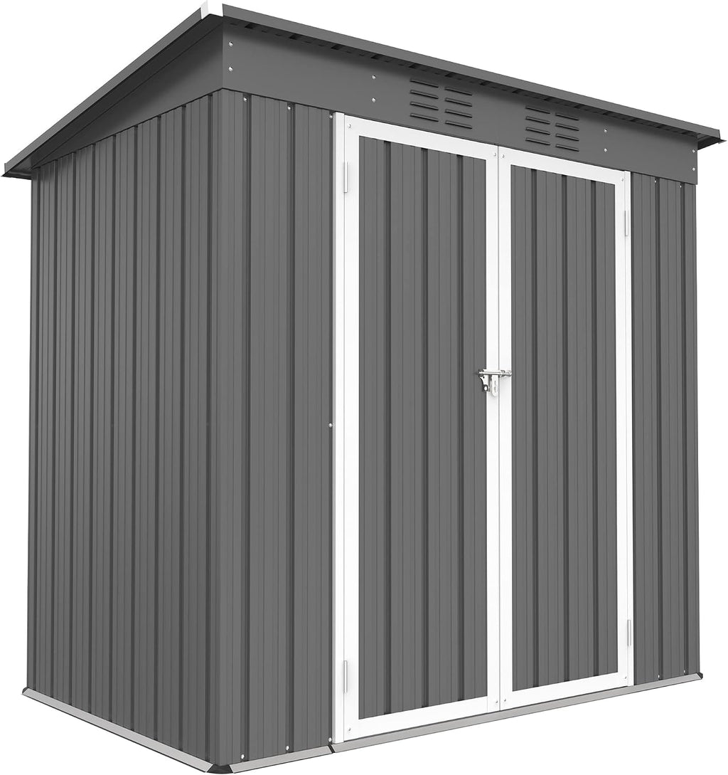 6' x 4' Outdoor Storage Shed, Waterproof Metal Garden Sheds with Lockable Double Door for Backyard Patio Lawn-Dark Gray