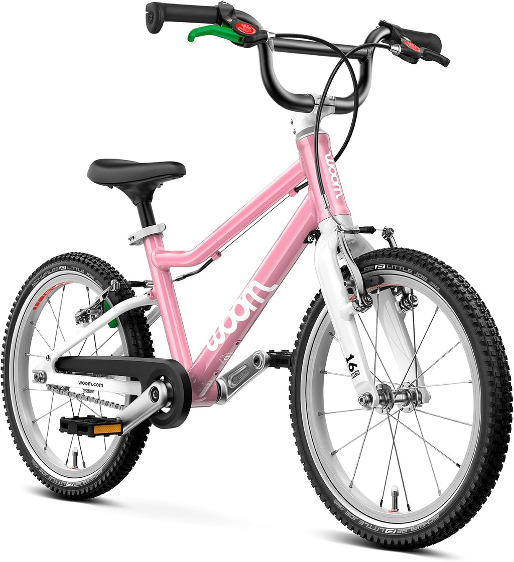 woom GO 3 / GO 3 AUTOMAGIC Kids' Bike, 16-Inch Lightweight Bicycle for Ages 4–6, Handbrakes, Steering Limiter, Chainguard, Boys & Girls
