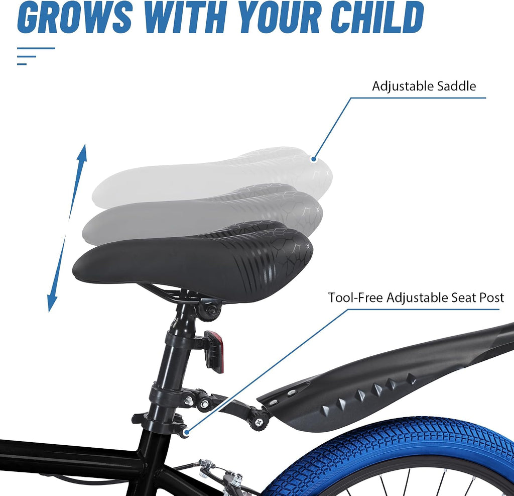 20 Inch Kids Bike BMX Style Bike, Girls Boys Bikes Ages 8-12, Single Speed Kids Bicycle for Boys Girls, Lightweight Boys Bike with Adjustable Seat, Multiple Colors