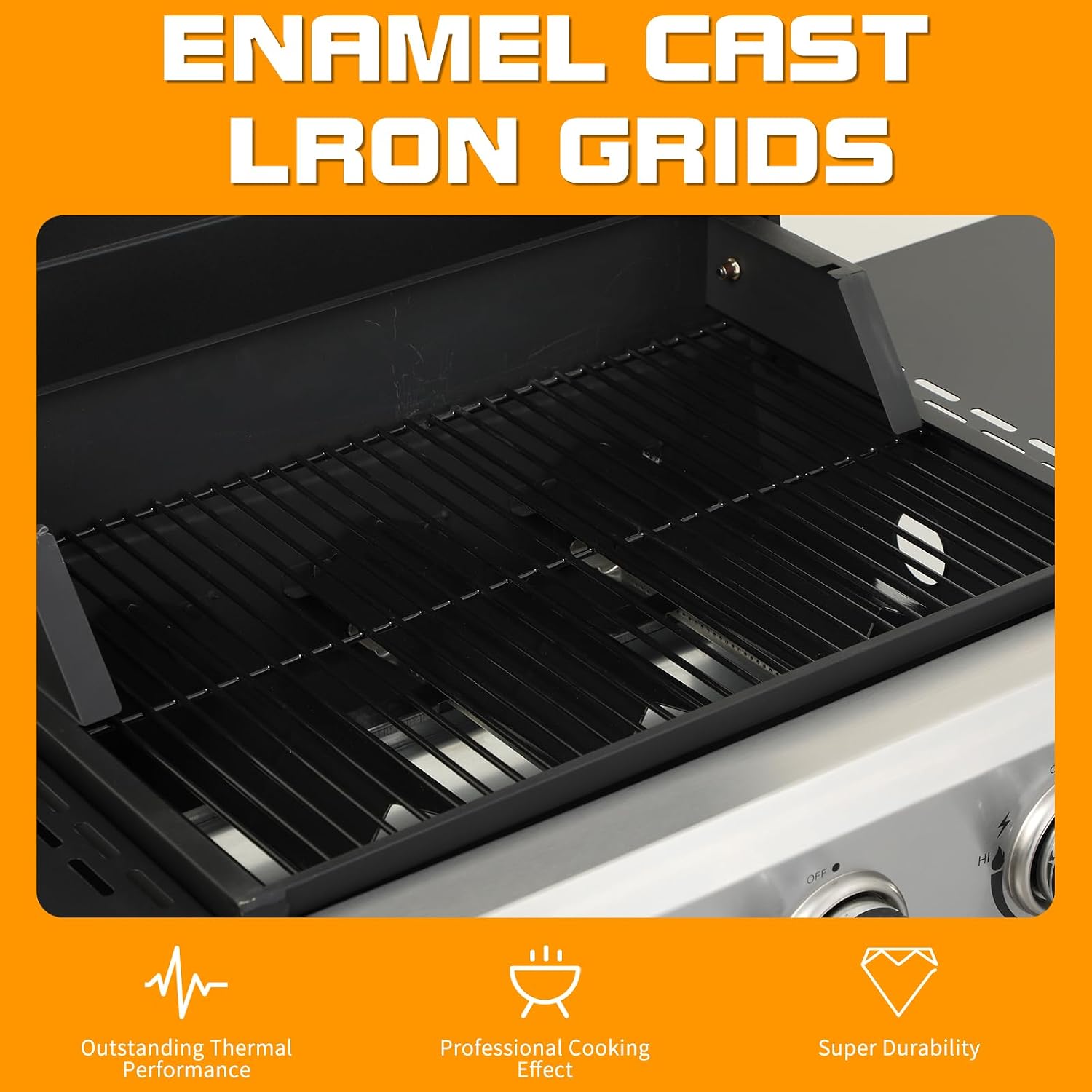 CIG GARDEN 3-Burner Propane Gas Grill,Outdoor Barbecue Grill with Side Tables and Wire Enamel Cooking Grids,31,500 BTU Output Stainless Steel Grill for Patio Garden Camping Backyard BBQ