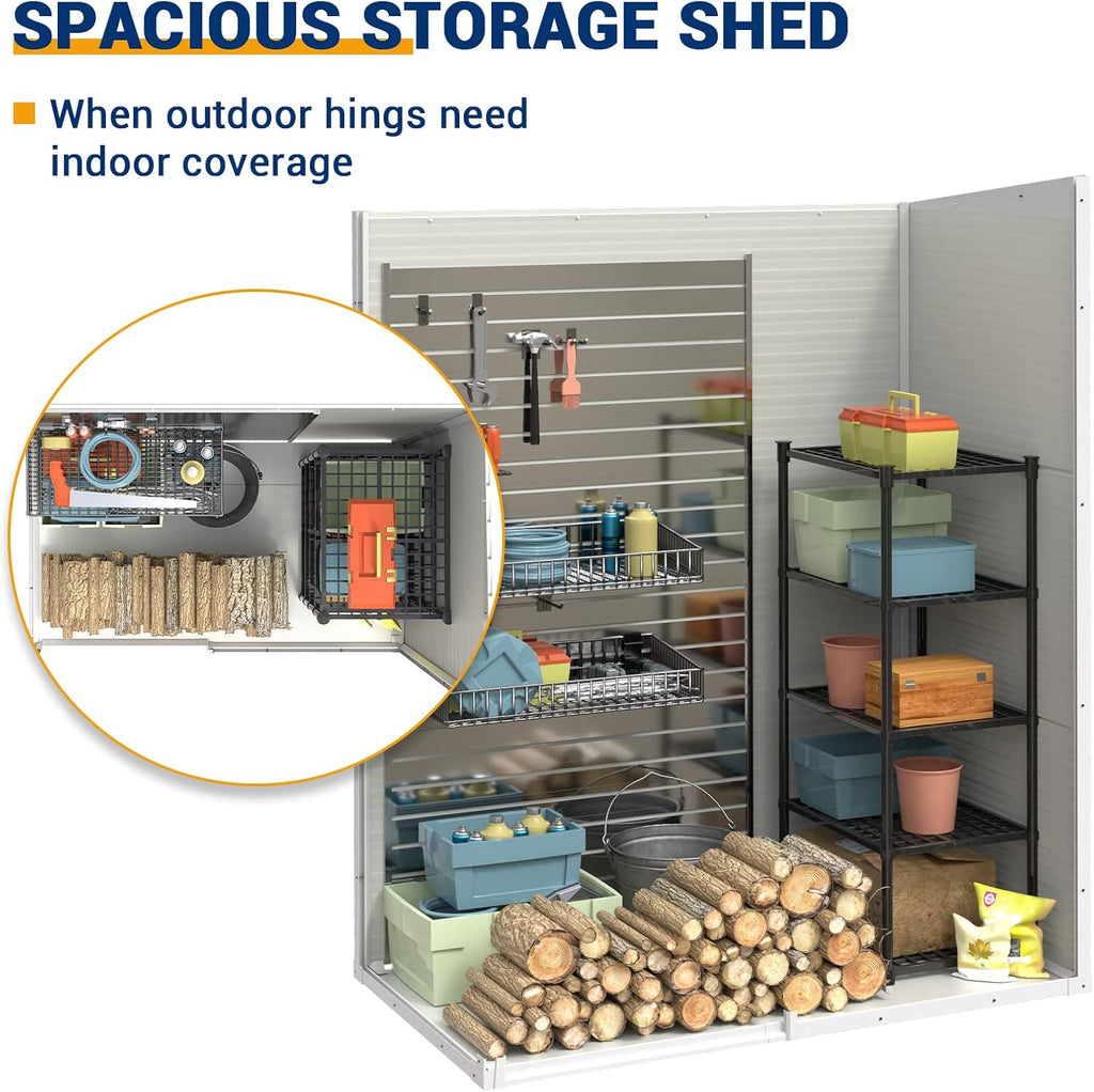 UDPATIO Outdoor Storage Shed 5x3 FT, Resin Garden Shed for Bike, Garbage Can, Tool, Plastic Outside Sheds & Outdoor Storage Storage Box with Lockable Door for Backyard, Patio, Lawn, Sandstone