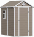 6x4.5 Resin Outdoor Storage Shed with Enhanced Roof Runoff & Floor, Secure Hidden Screws Design, Durable Build for Deck, Pool Supplies, and Versatile Storage, Warm Grey