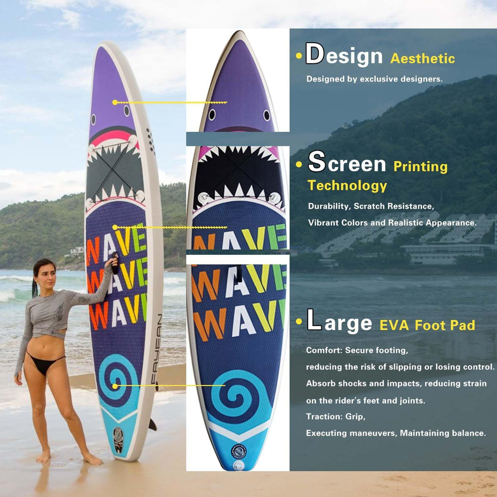 Inflatable Paddle Board,Extra Wide 10.6'/11' Stand Up Paddle Board with Sup Accessories,400lbs Capacity for Family with Safety Leash, All Skill Levels Sup for Yoga,Fishing,Surfing