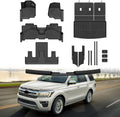 Mixsuper Floor Mat & Cargo Liner for Ford Expedition MAX 2018-2024 (7 Seats-2 Row Bucket Seat),All Weather TPE Anti-Slip Floor mat with Backrest and Door Sill Guards Expedition MAX Accessories,Black
