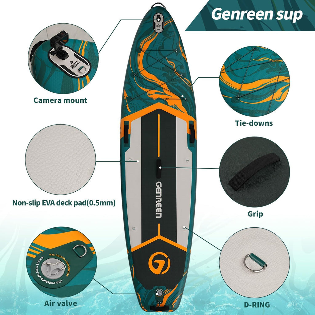 Paddle Board Stand up Paddle Board (Extra Large 11'*33/34') Newly Improved 2 Side Layers 450LBS Quality Inspection×5 (All-Season for JP customers) paddleboards Fishing Family Pet Friendly
