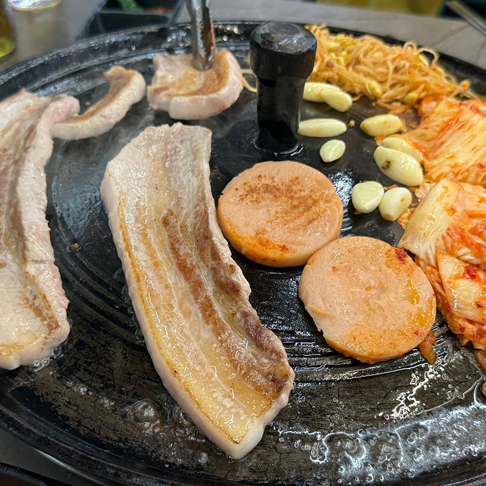 Handmade Korean cast iron cauldron lid sotttukkeong BBQ griddle Camping Outdoor Indoor 17.7 in